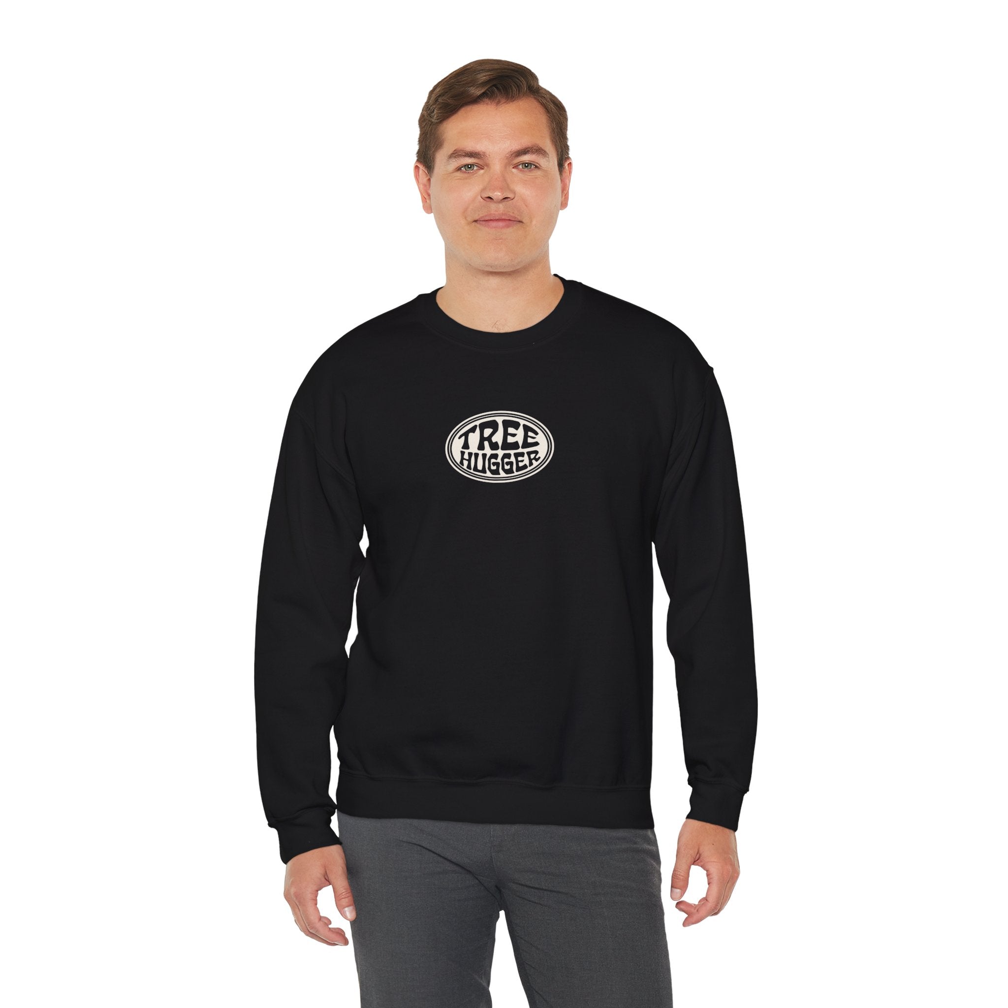 Tree Hugger Crewneck Sweatshirt — Eco-Friendly Nature Lover Pullover