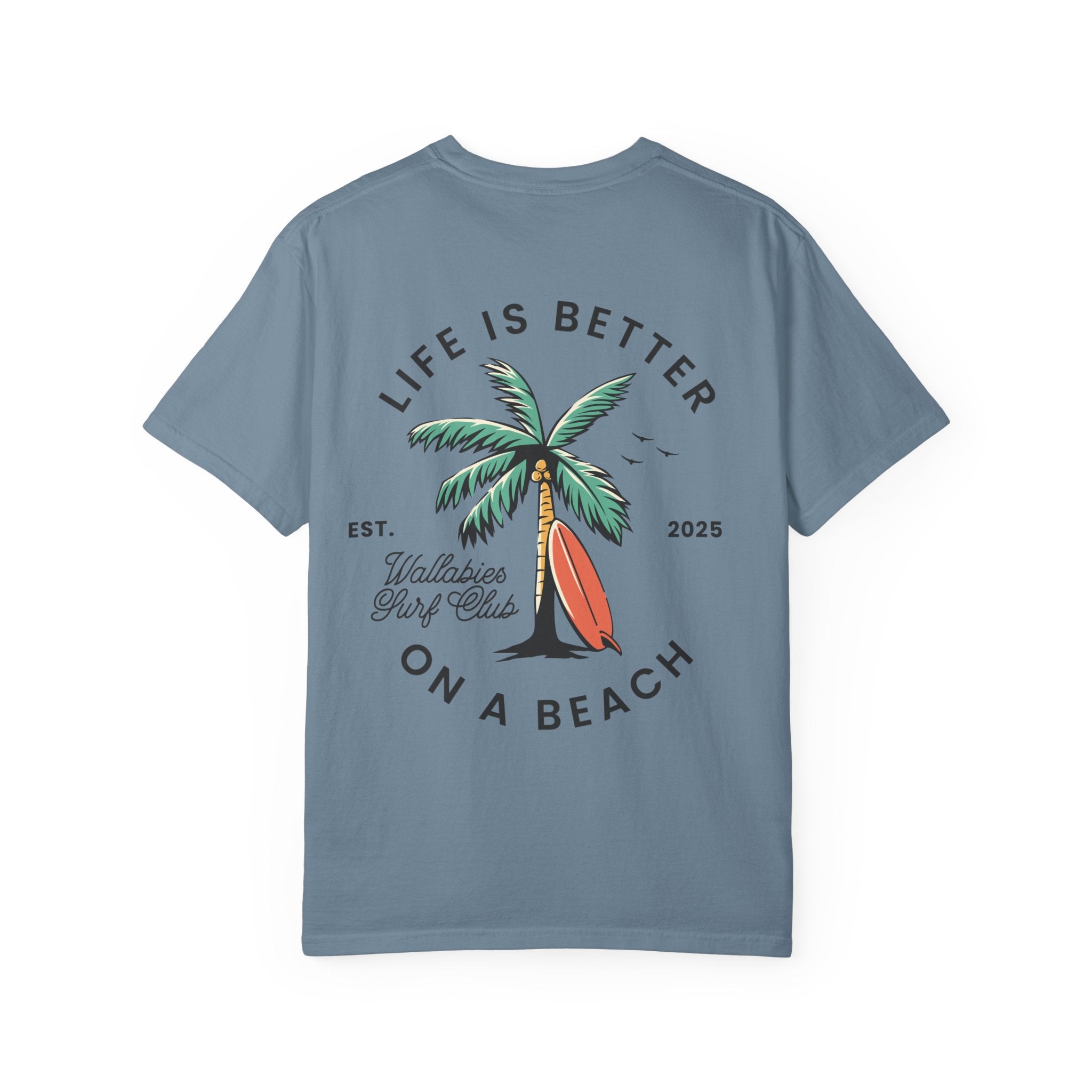 Comfort Colors - Vintage Beach T-Shirt — "Life Is Better On A Beach" Palm Tree Surf Graphic