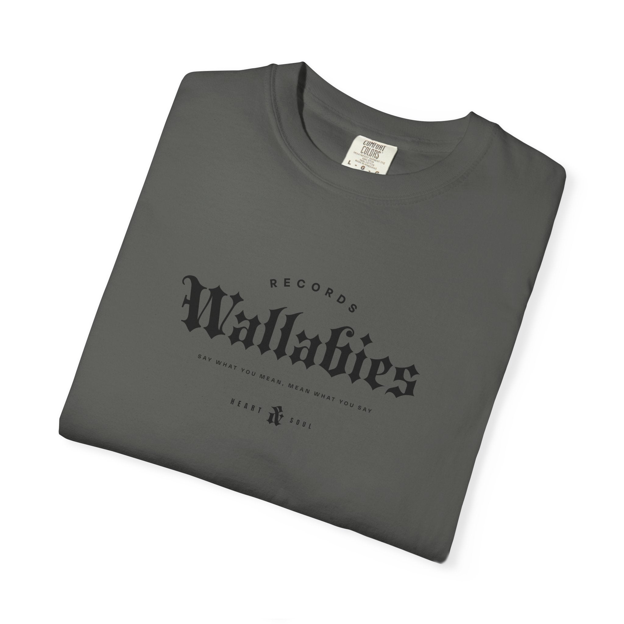 Wallabies Records Streetwear T-Shirt | Small Center Chest Gothic Text