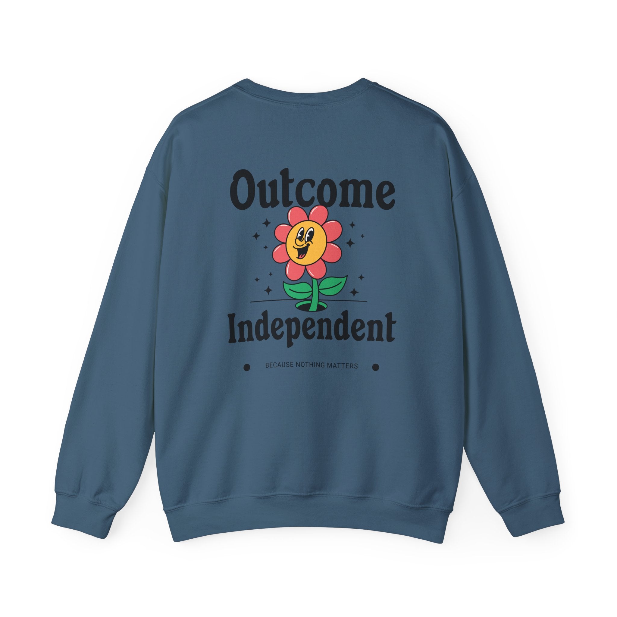 Outcome Independent Crewneck Sweatshirt — Retro Smiling Flower Graphic
