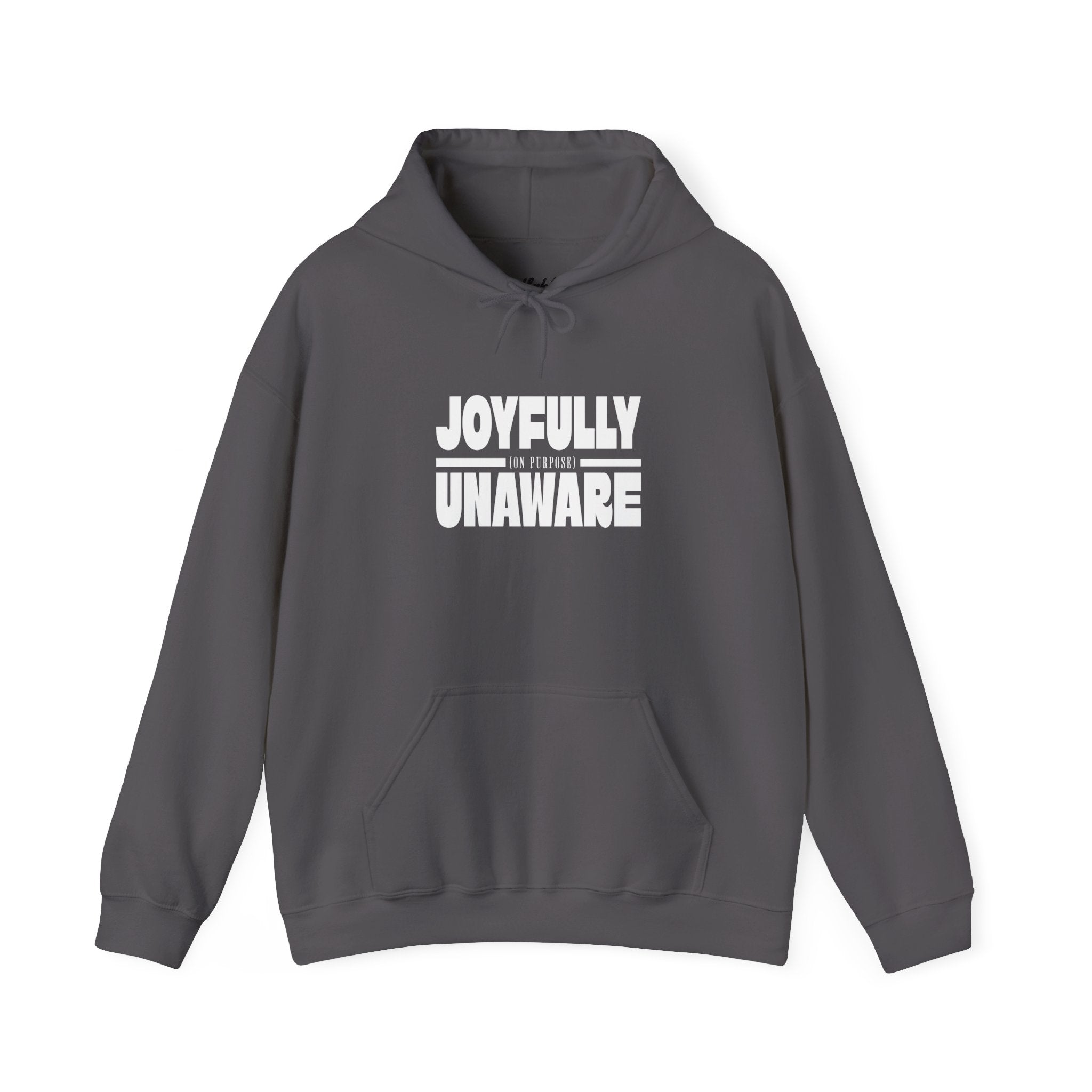 Joyfully Unaware (on purpose) Midweight Hoodie | Funny, typography, cozy hoodie
