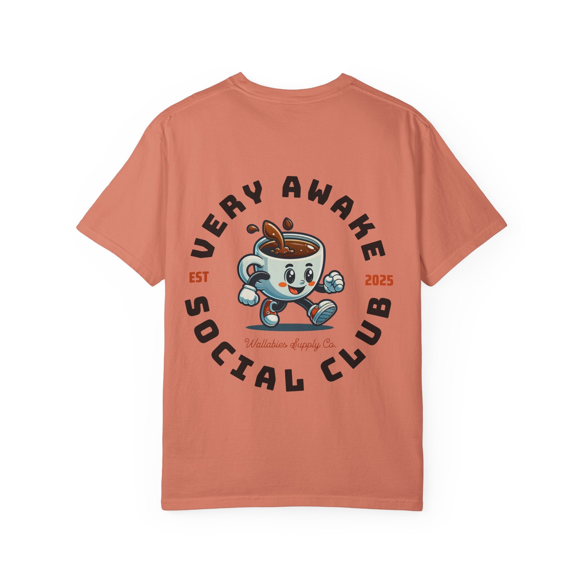 Very Awake Social Club T-Shirt — Retro Coffee Cup Graphic Tee