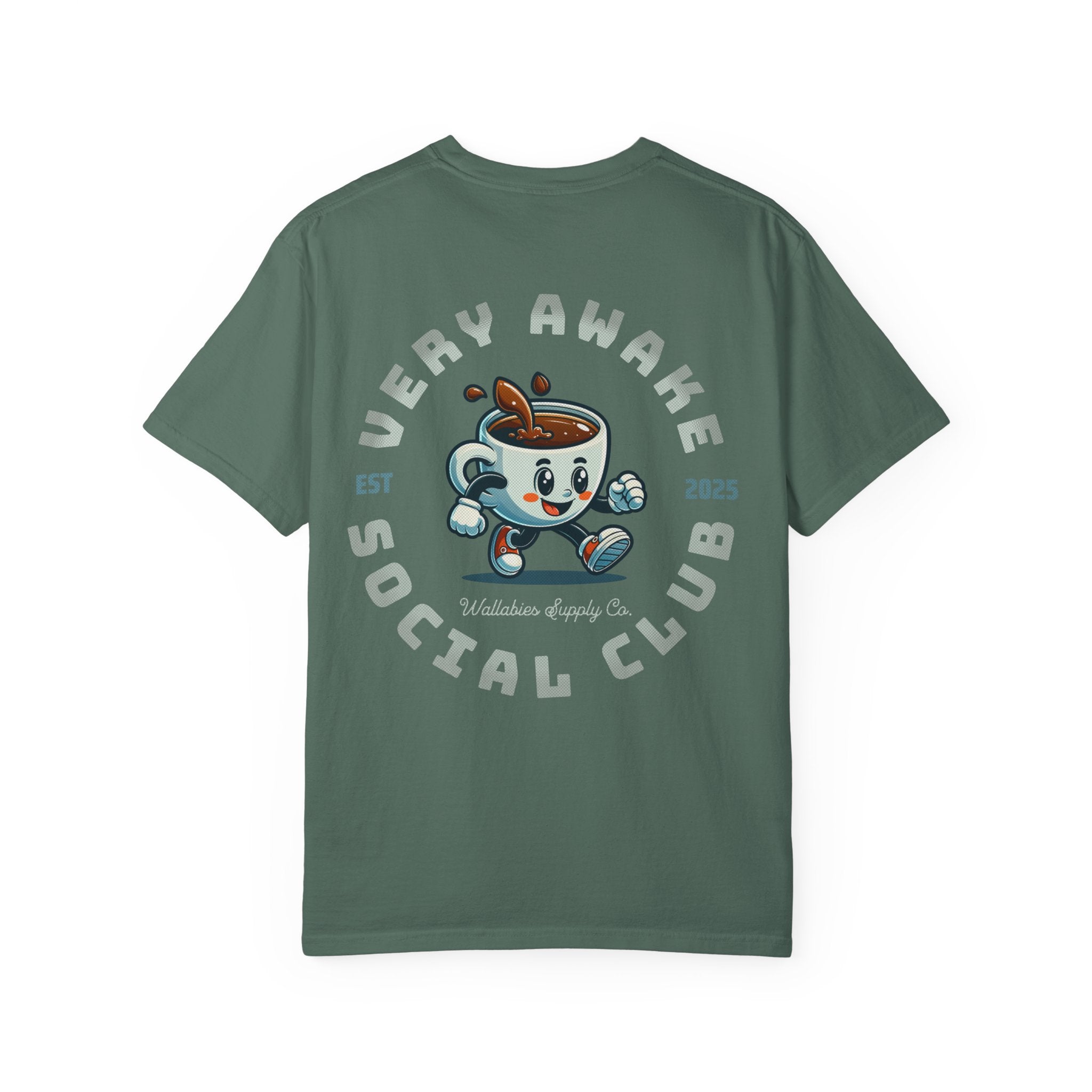 Very Awake Social Club T-Shirt — Retro Coffee Cup Graphic Tee