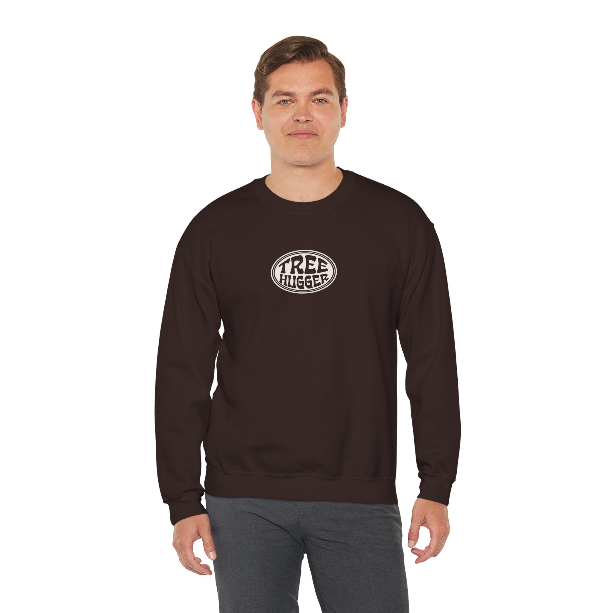 Tree Hugger Crewneck Sweatshirt — Eco-Friendly Nature Lover Pullover
