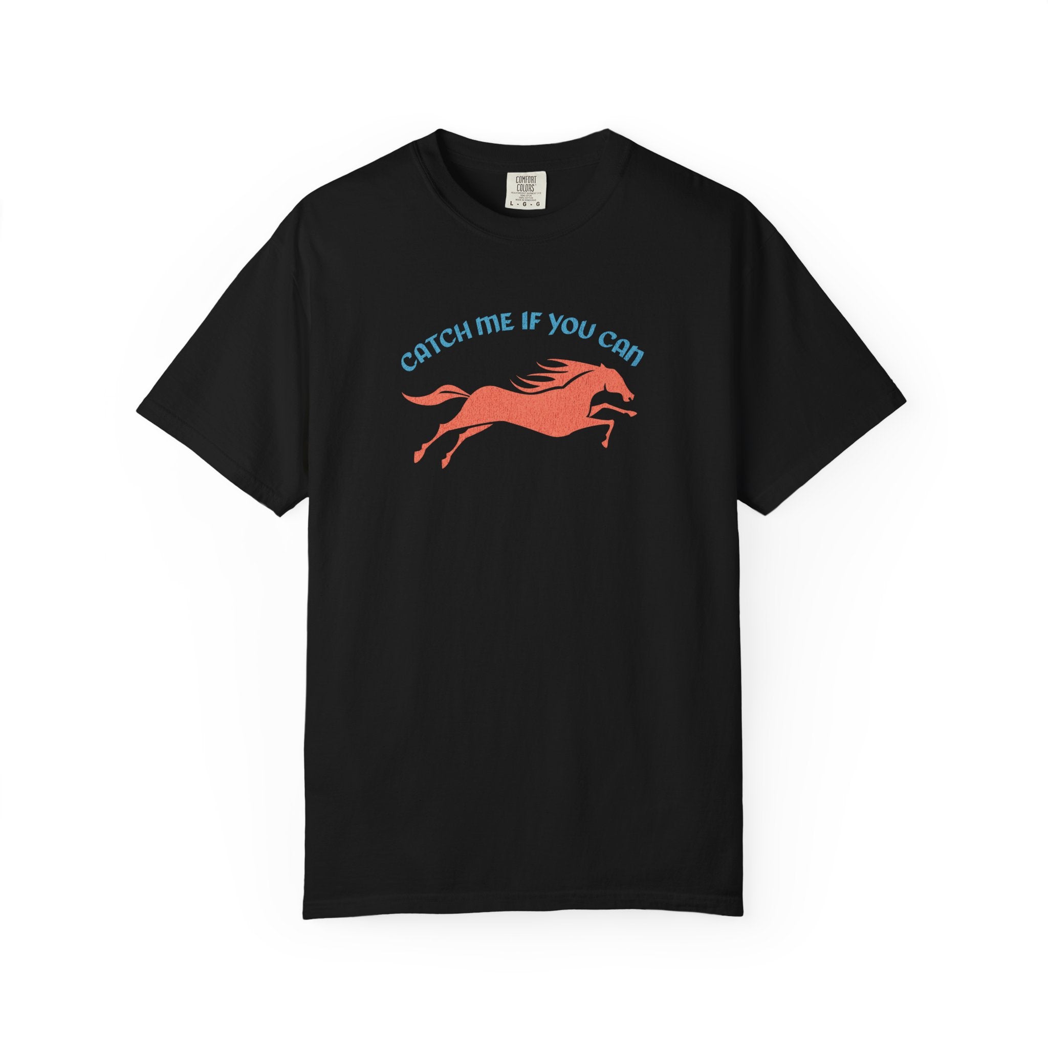 Catch Me If You Can T-shirt | Minimal Graphic Running Red Horse Tee