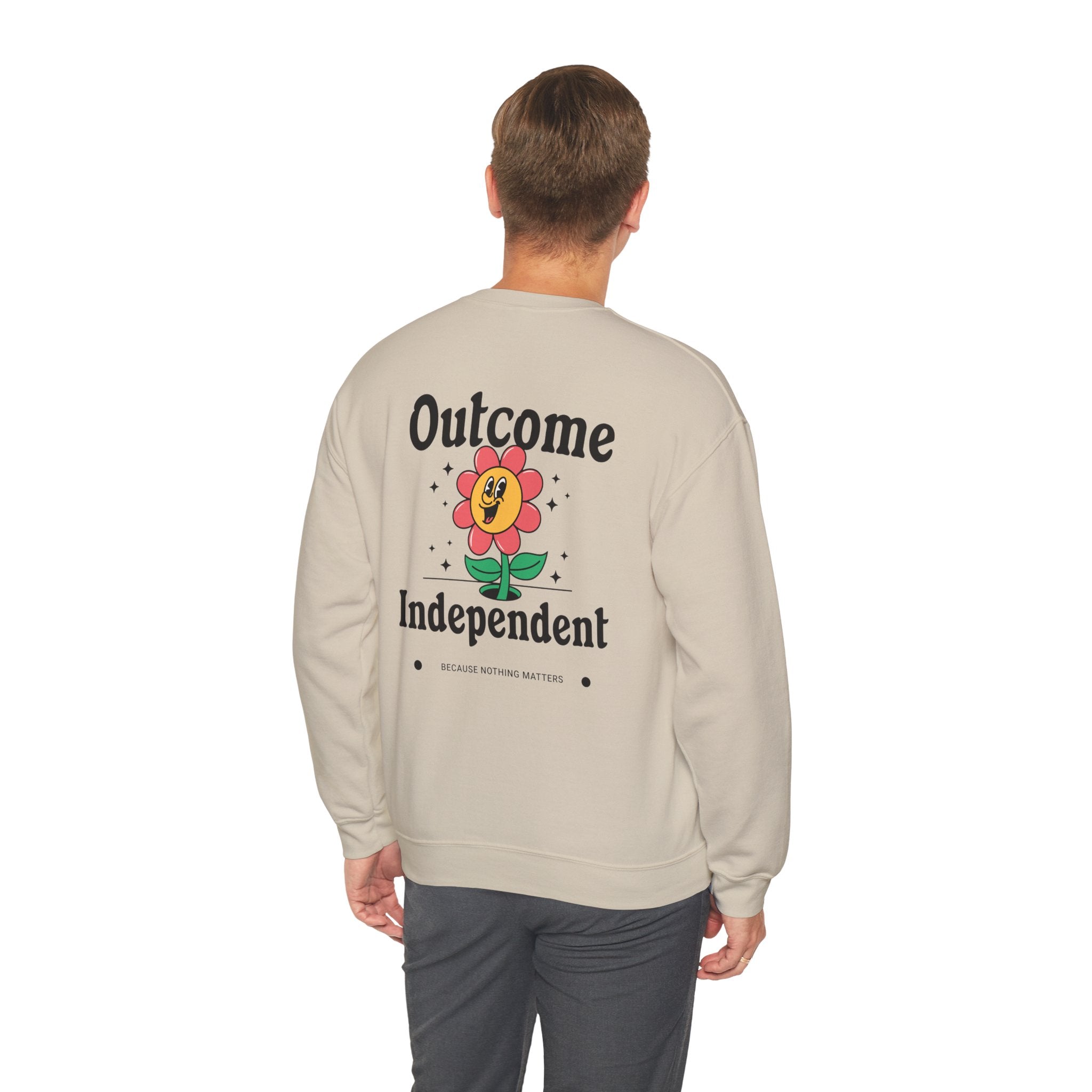 Outcome Independent Crewneck Sweatshirt — Retro Smiling Flower Graphic
