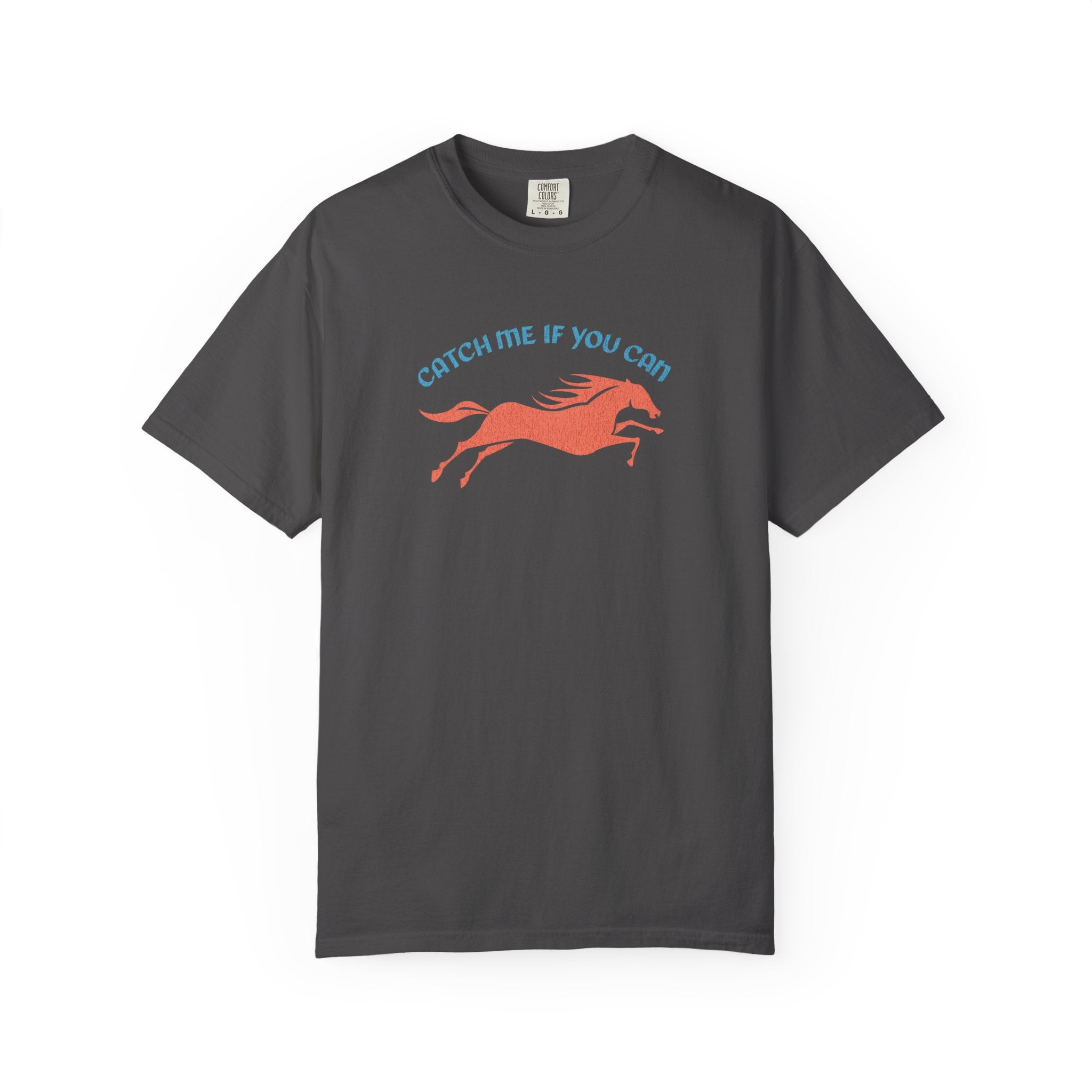 Catch Me If You Can T-shirt | Minimal Graphic Running Red Horse Tee