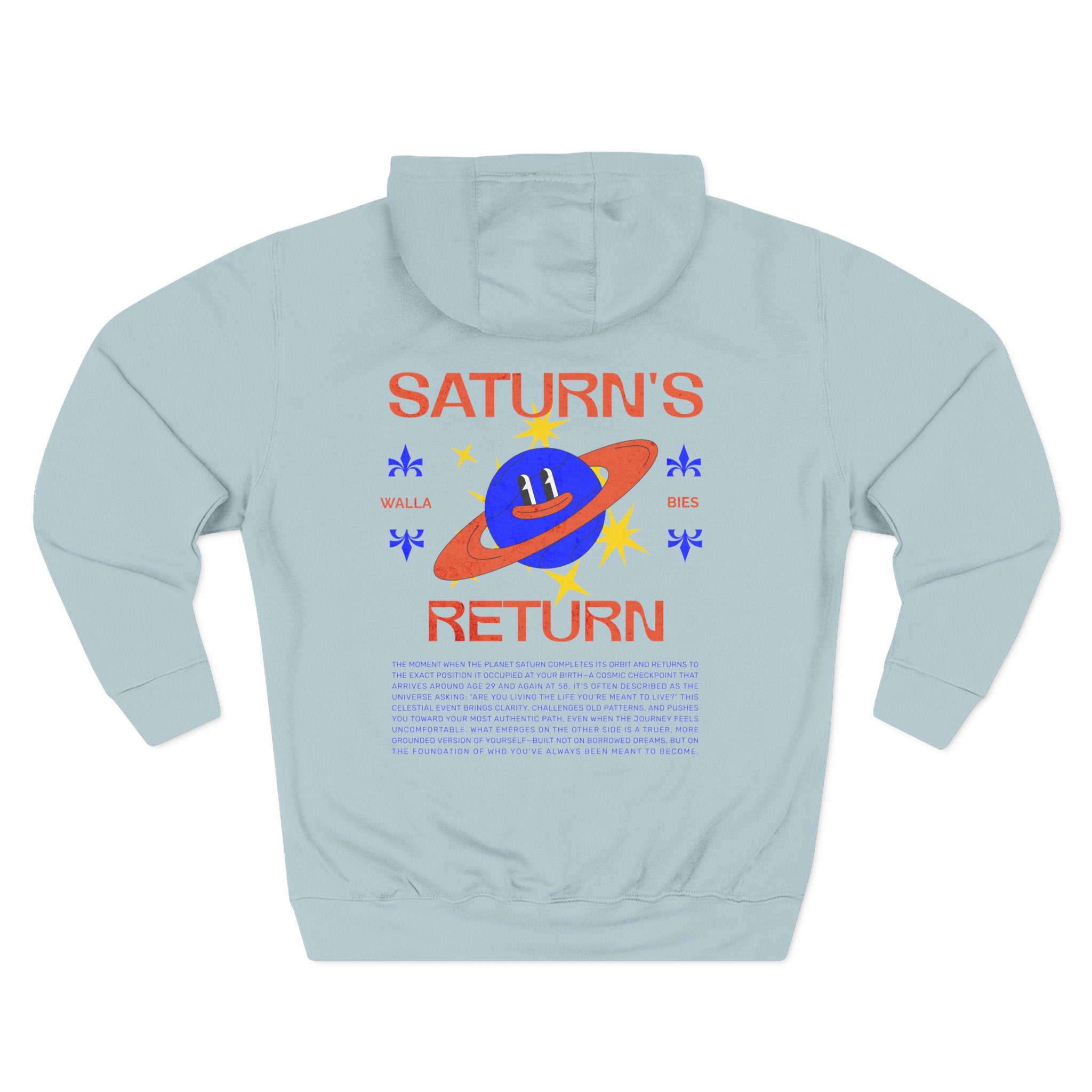 Saturn's Return Premium 3-Panel Fleece Hoodie — Retro Space Graphic Fleece Pullover