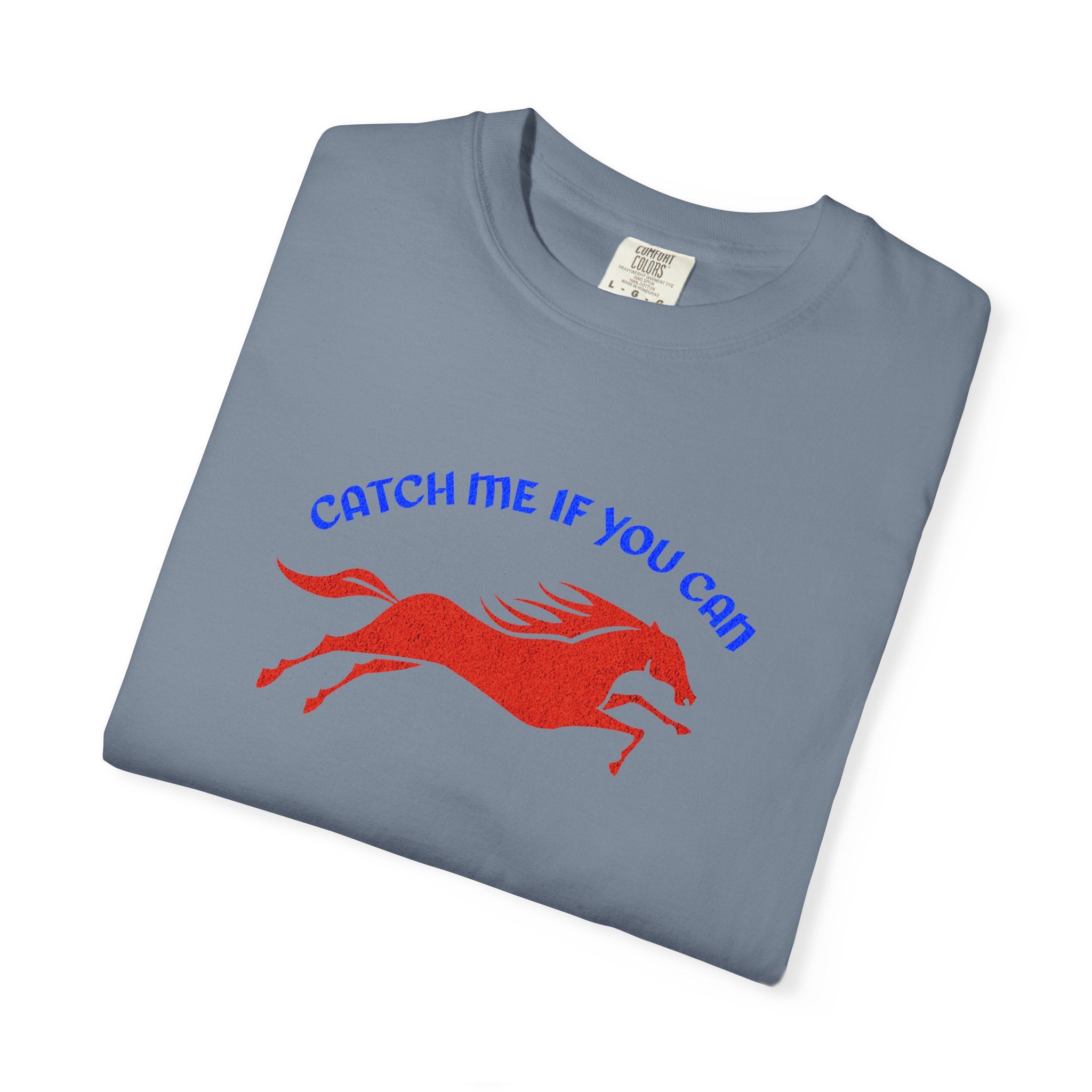 Catch Me If You Can T-shirt | Minimal Graphic Running Red Horse Tee