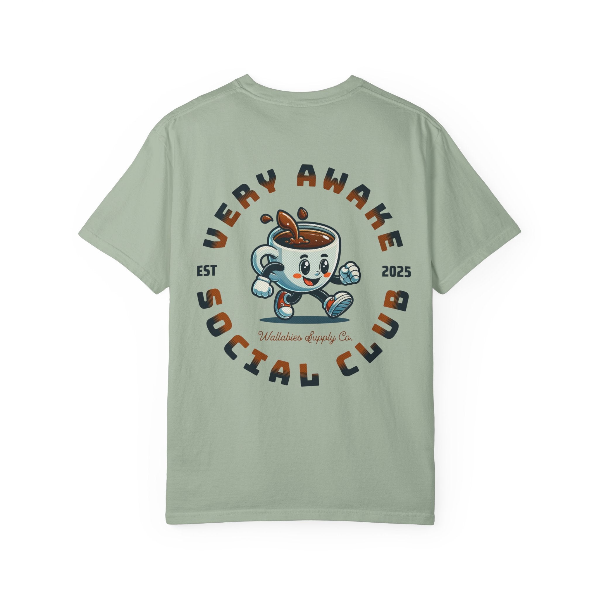 Very Awake Social Club T-Shirt — Retro Coffee Cup Graphic Tee