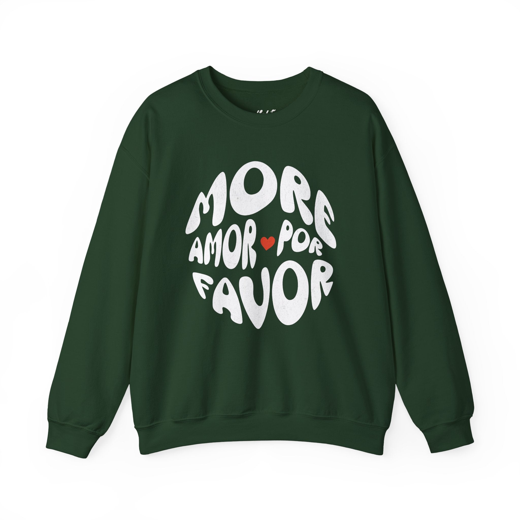 Crewneck Sweatshirt — "More Amor Por Favor" Retro Love Graphic