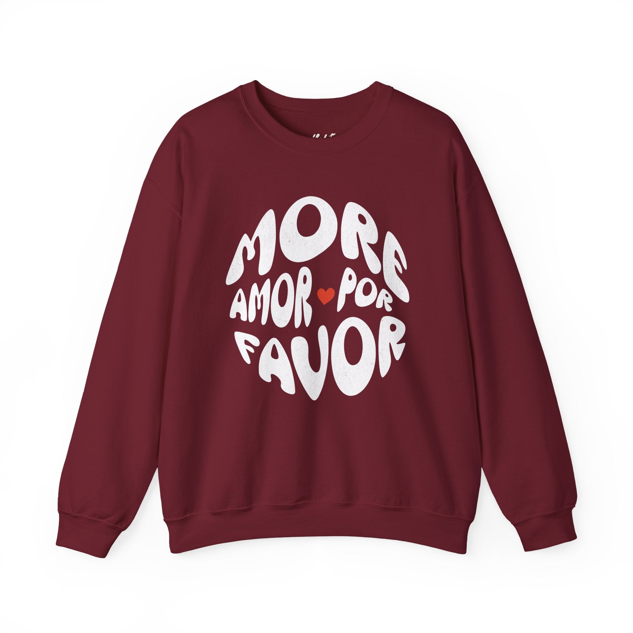 Crewneck Sweatshirt — "More Amor Por Favor" Retro Love Graphic