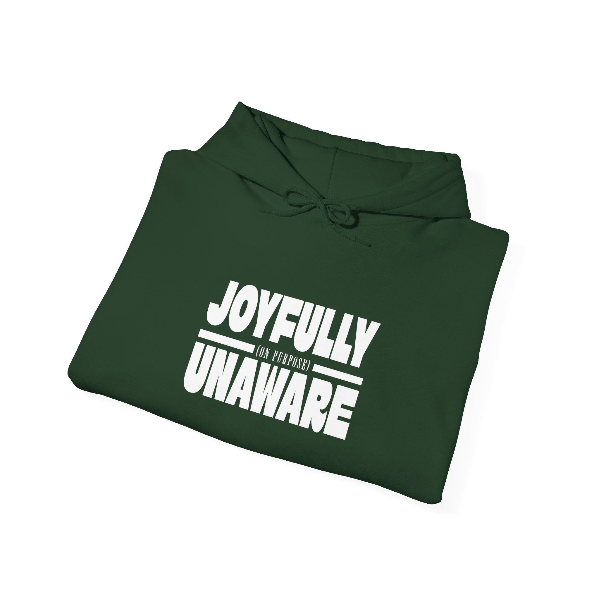 Joyfully Unaware (on purpose) Midweight Hoodie | Funny, typography, cozy hoodie