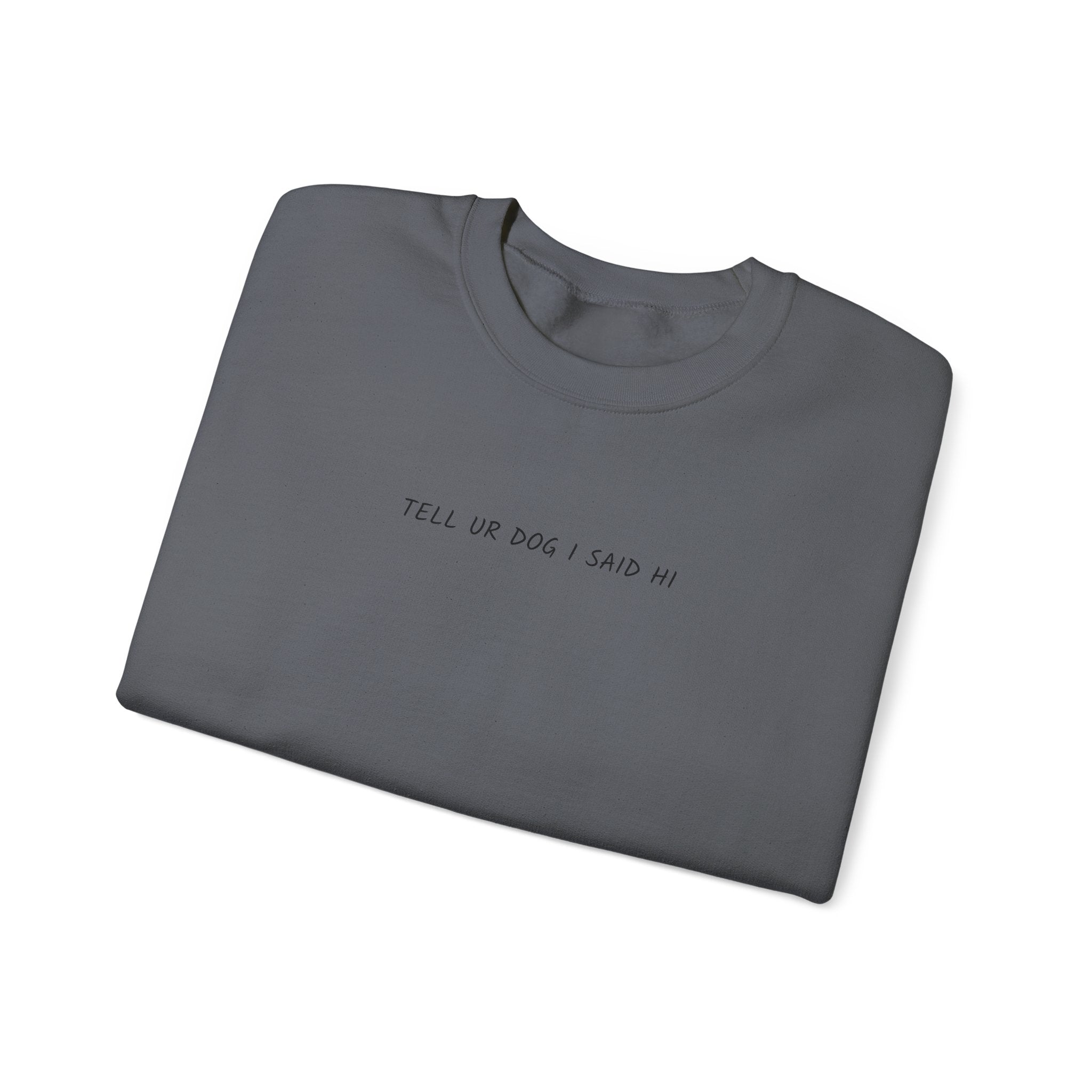 Crewneck Sweatshirt - "Tell Ur Dog I Said Hi" Minimalist Graphic Pullover