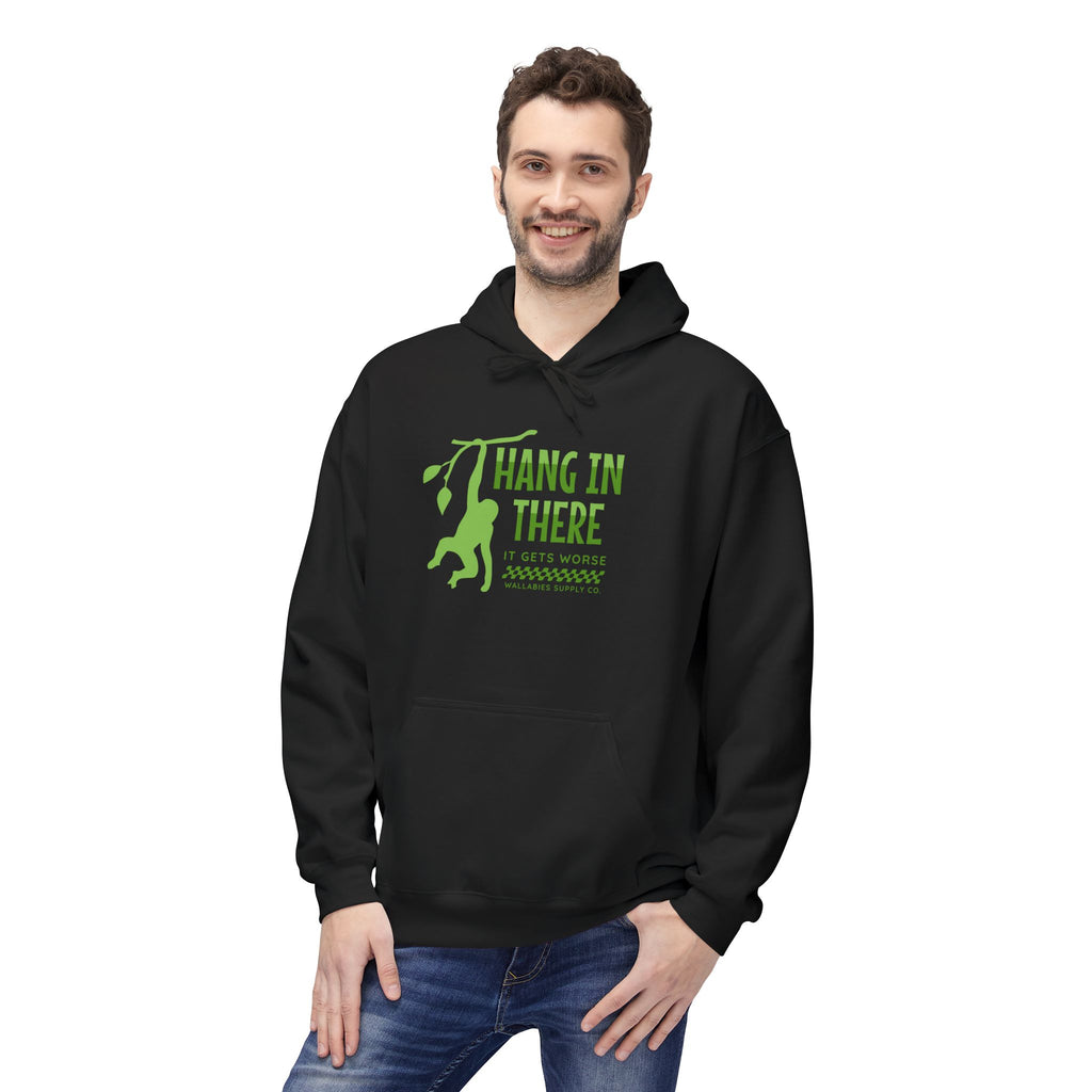 Hang In There Hoodie — Motivational Monkey Graphic Pullover