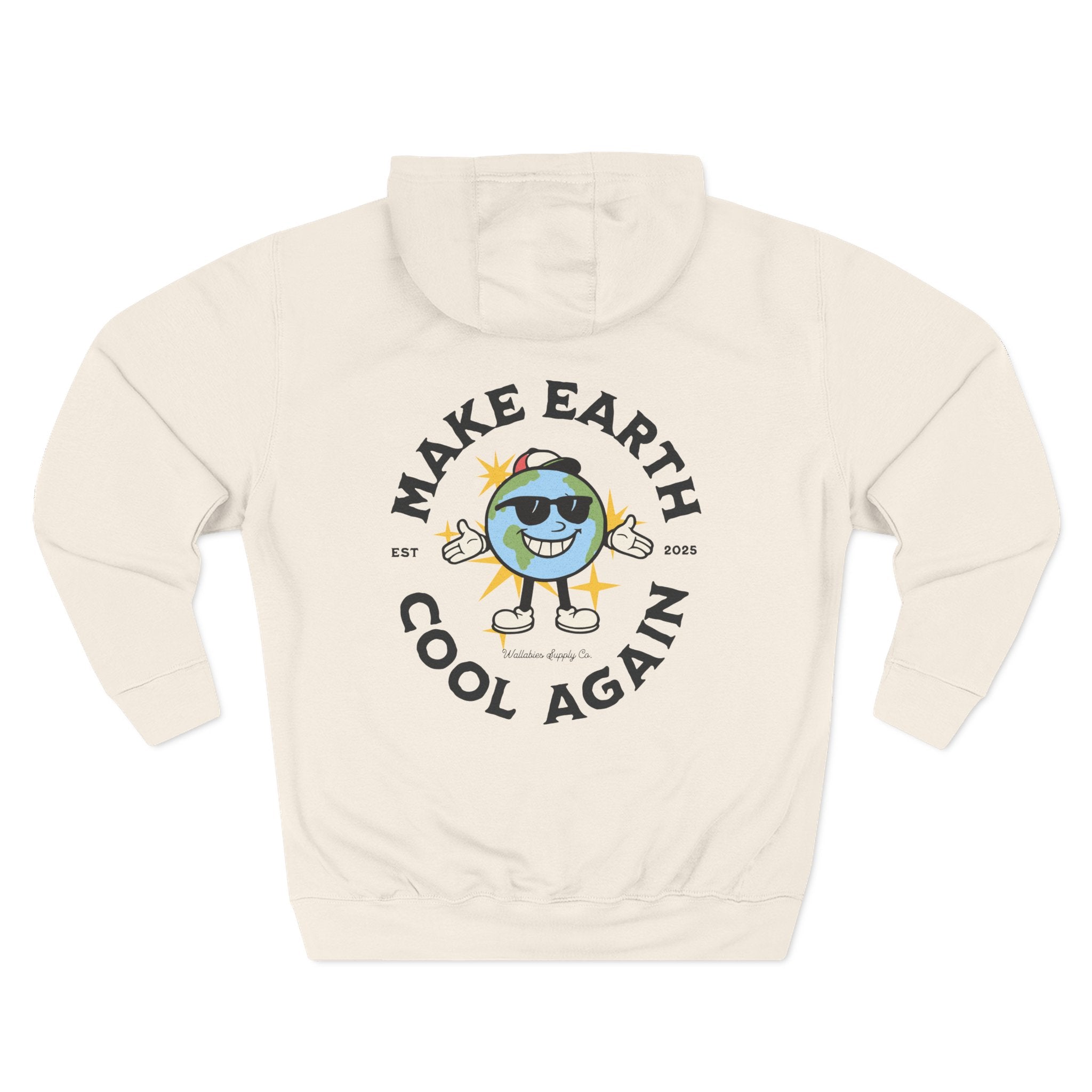 Make Earth Cool Again Premium 3-Panel Hoodie — Eco-Friendly Graphic Fleece Hoodie