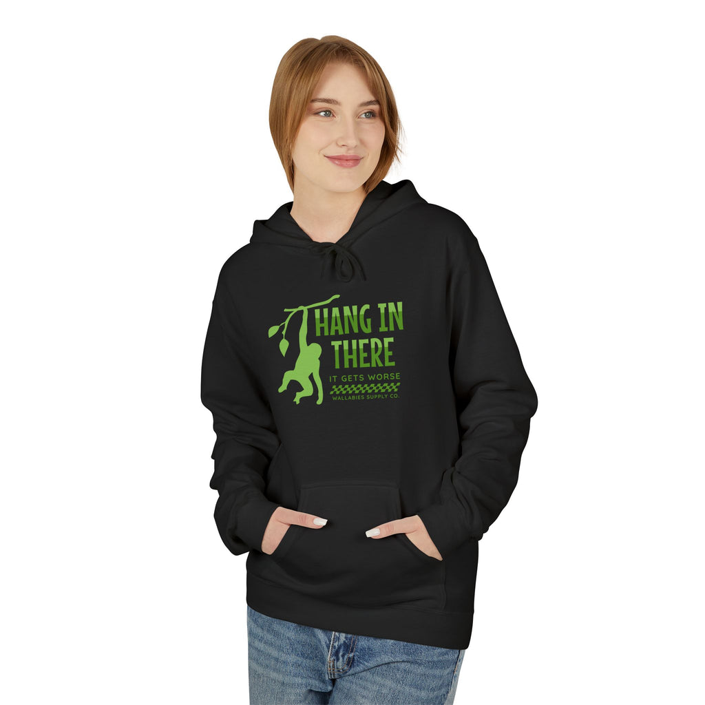 Hang In There Hoodie — Motivational Monkey Graphic Pullover