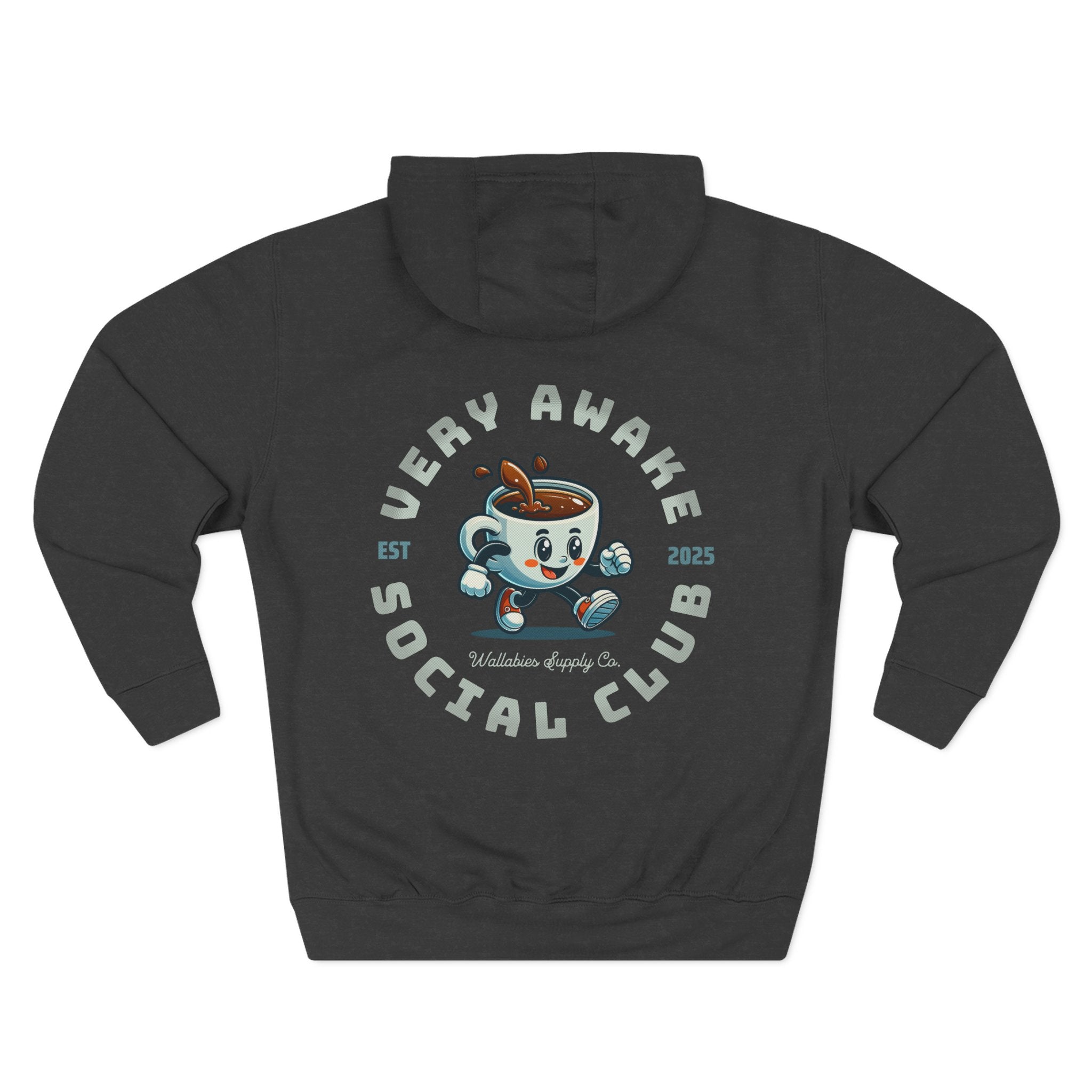 Very Awake Social Club Hoodie - Coffee Cup Graphic Fleece Pullover
