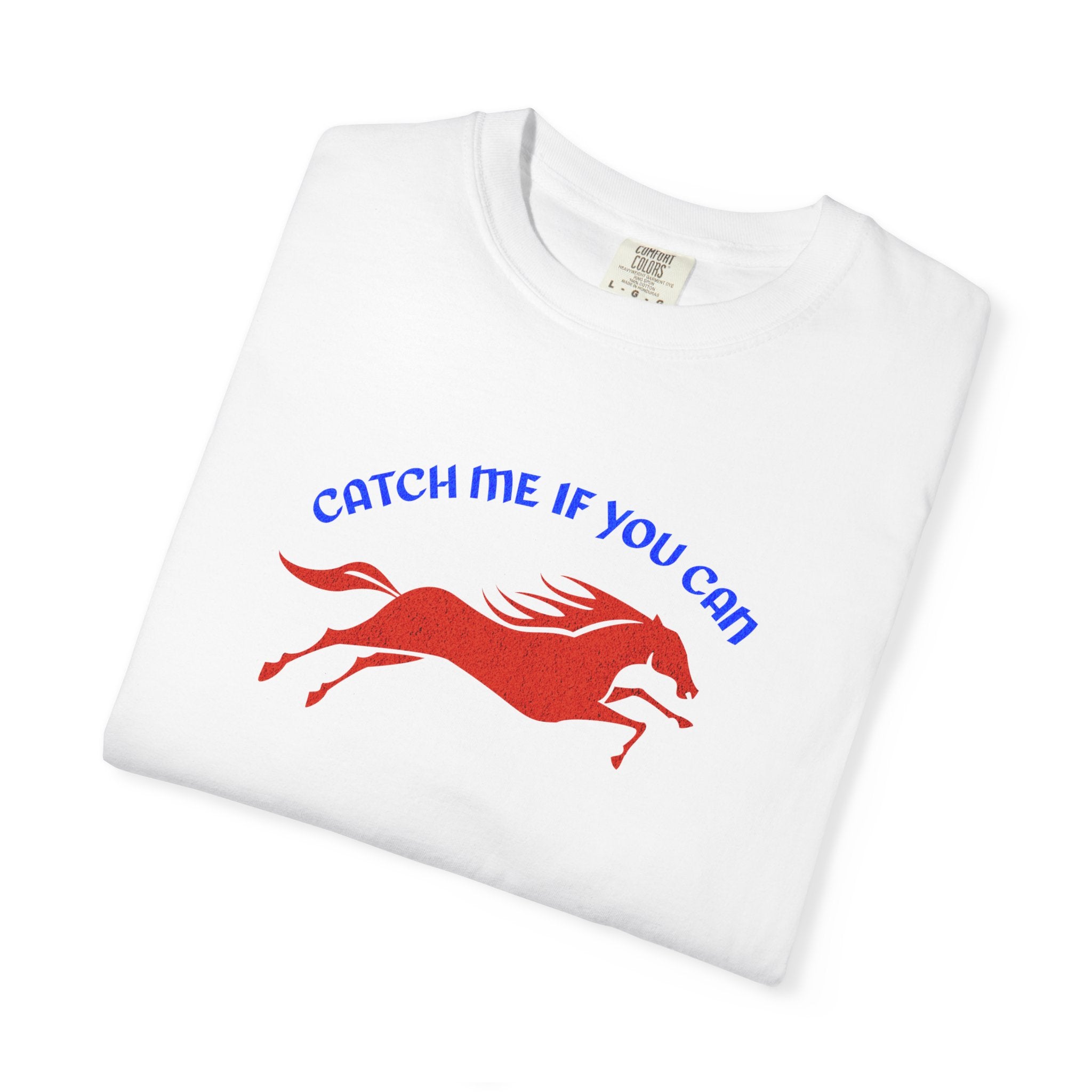 Catch Me If You Can T-shirt | Minimal Graphic Running Red Horse Tee