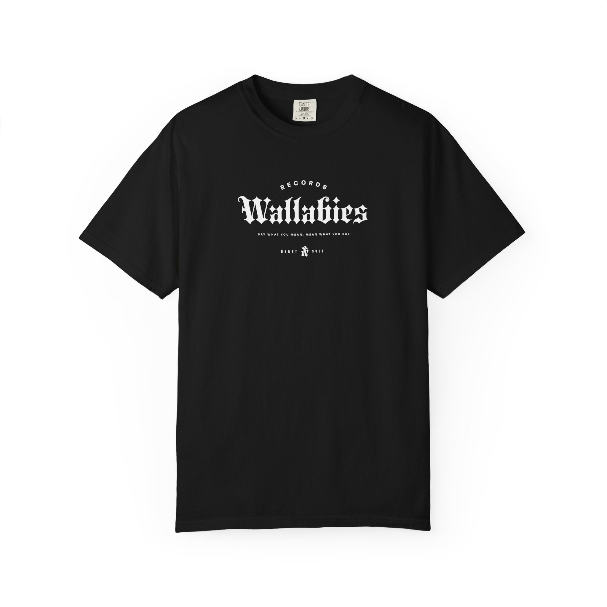 Wallabies Records Streetwear T-Shirt | Small Center Chest Gothic Text