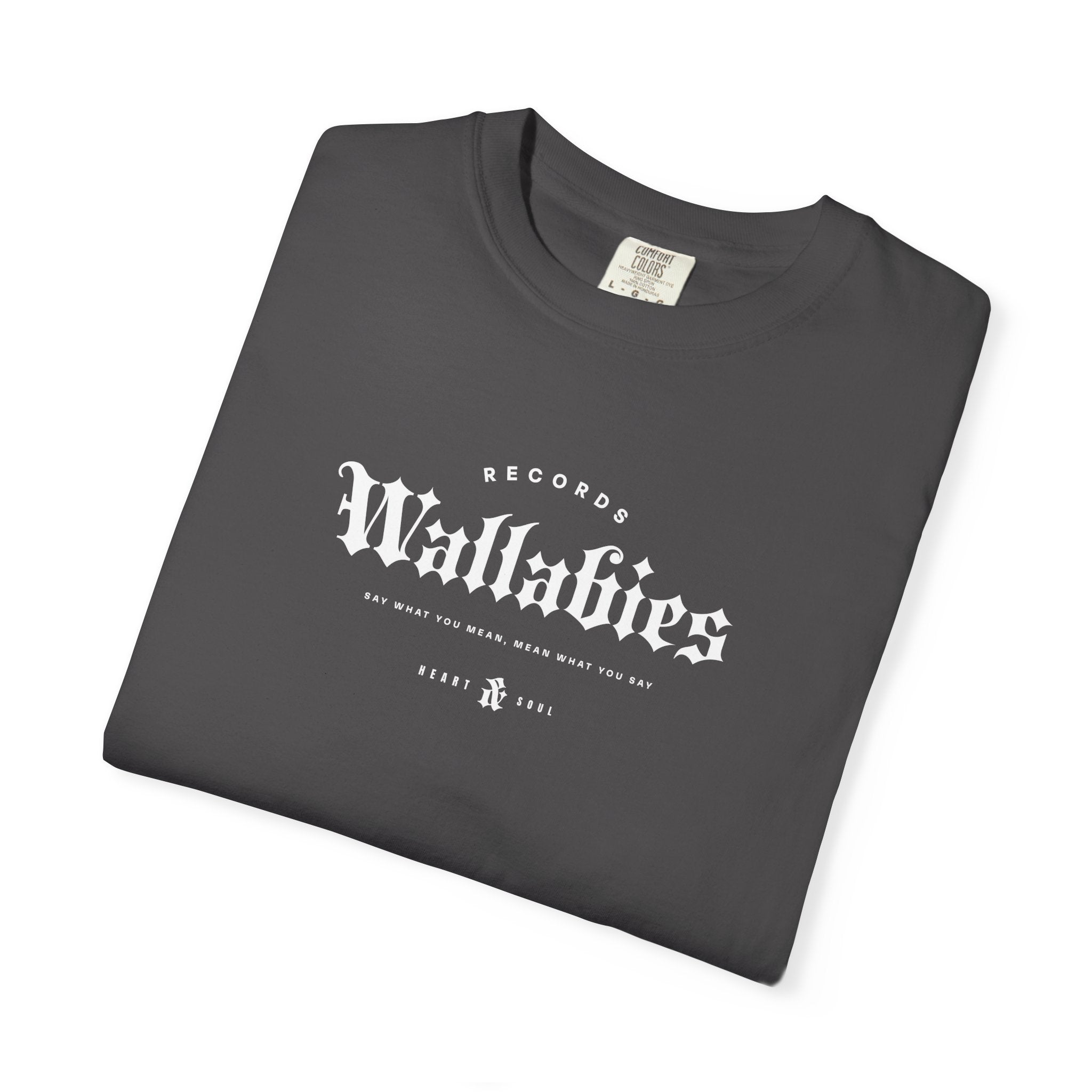 Wallabies Records Streetwear T-Shirt | Small Center Chest Gothic Text