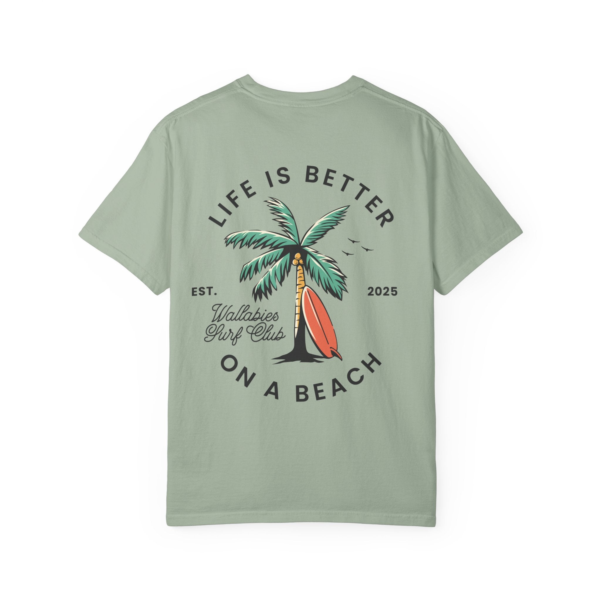 Comfort Colors - Vintage Beach T-Shirt — "Life Is Better On A Beach" Palm Tree Surf Graphic