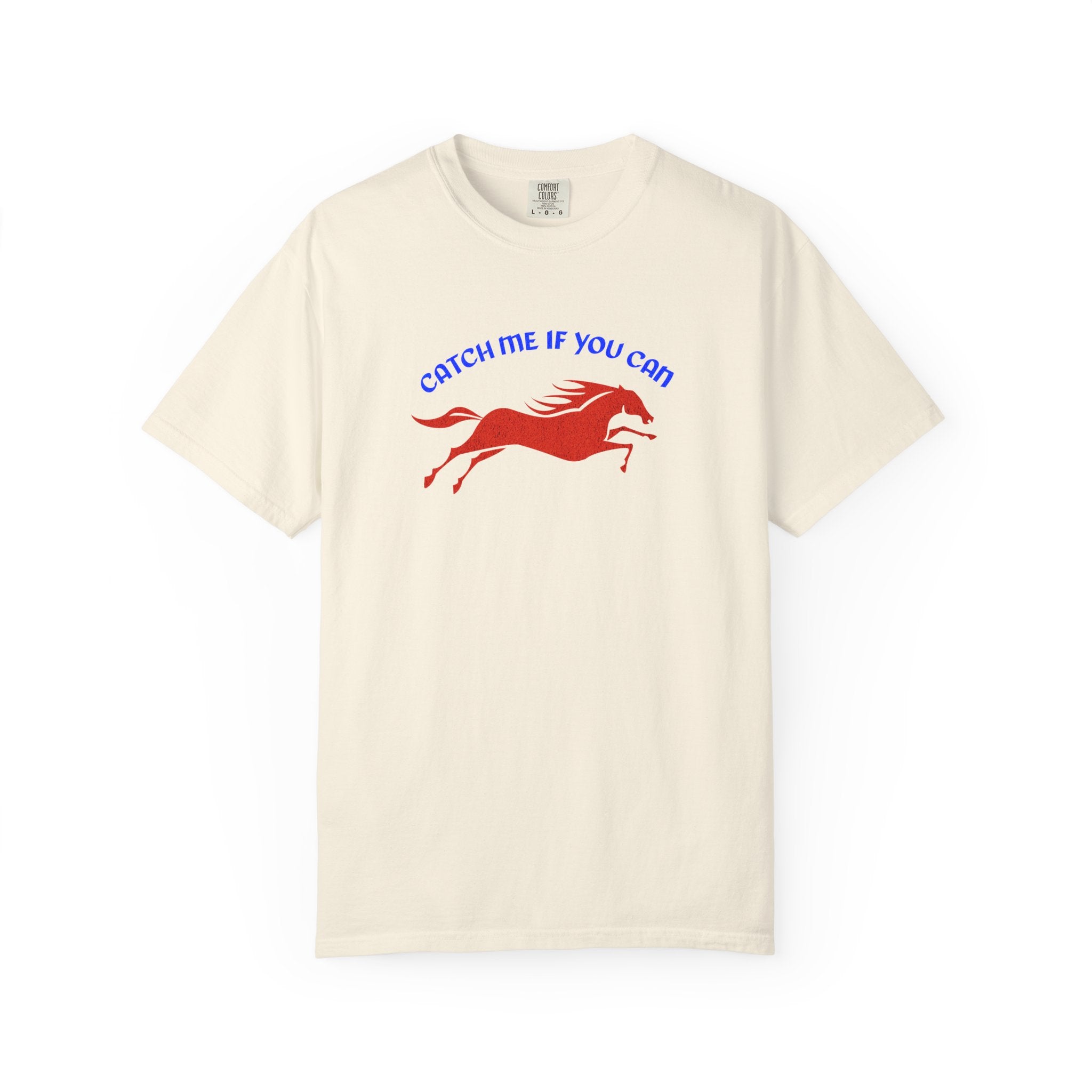 Catch Me If You Can T-shirt | Minimal Graphic Running Red Horse Tee