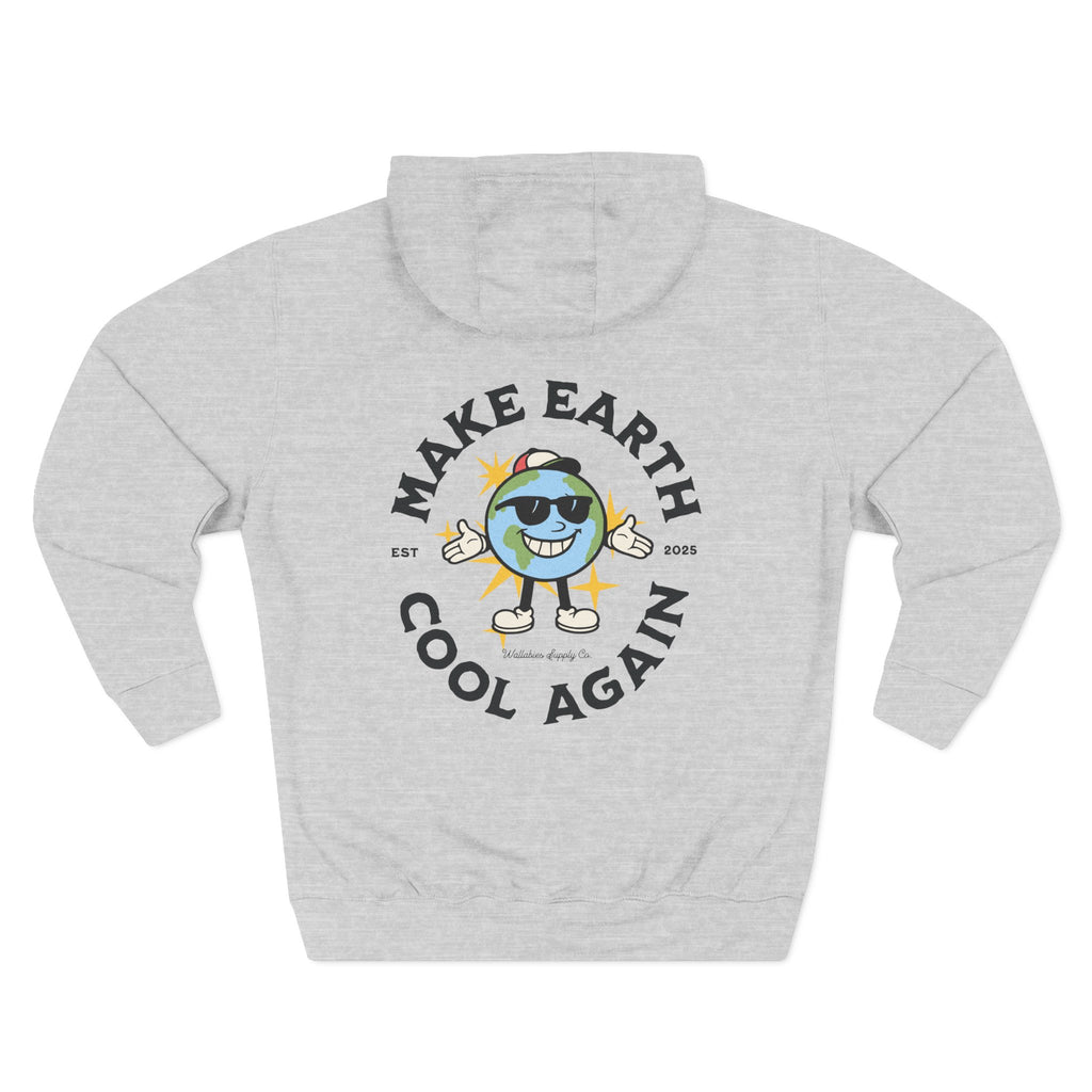 Make Earth Cool Again Premium 3-Panel Hoodie — Eco-Friendly Graphic Fleece Hoodie