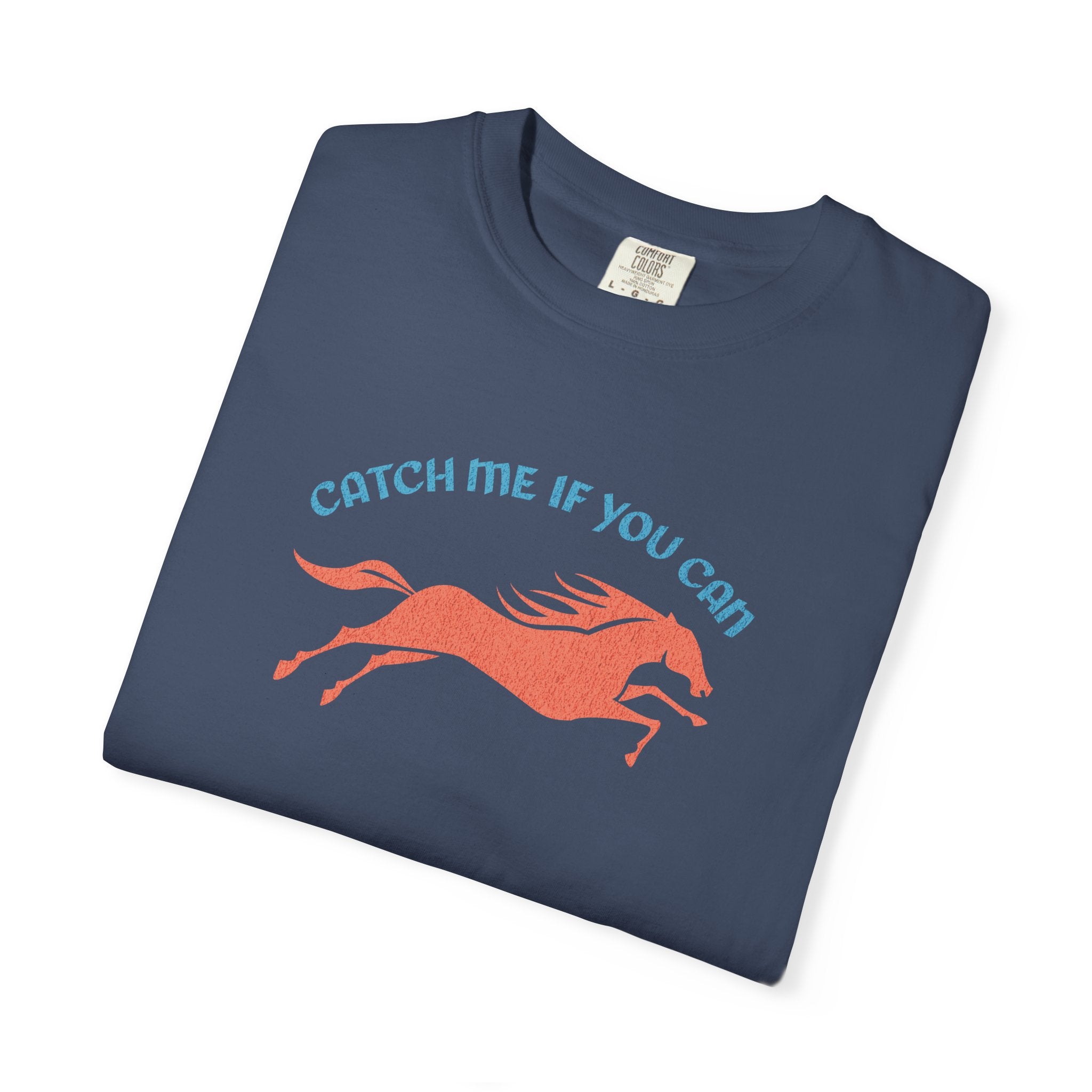 Catch Me If You Can T-shirt | Minimal Graphic Running Red Horse Tee