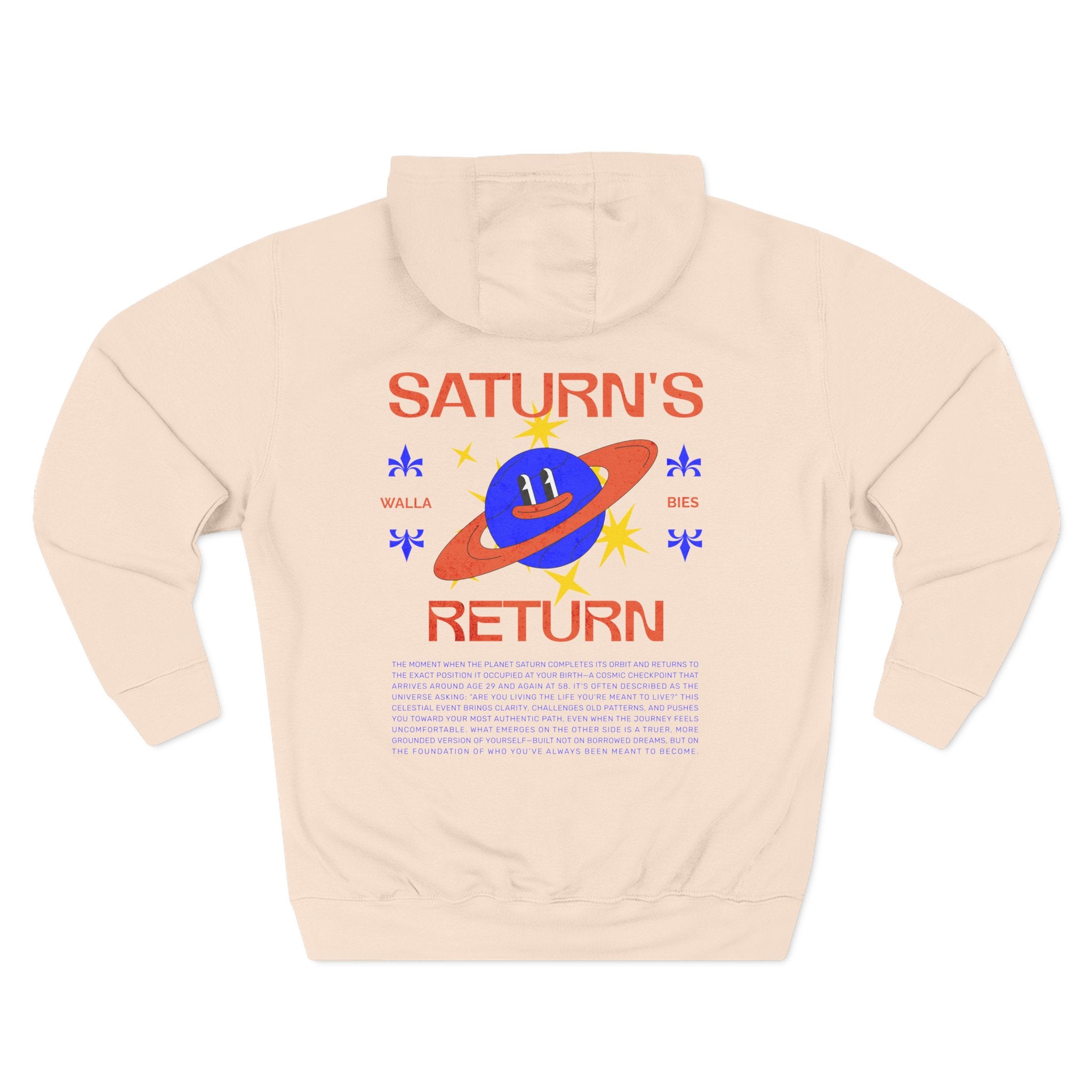 Saturn's Return Premium 3-Panel Fleece Hoodie — Retro Space Graphic Fleece Pullover