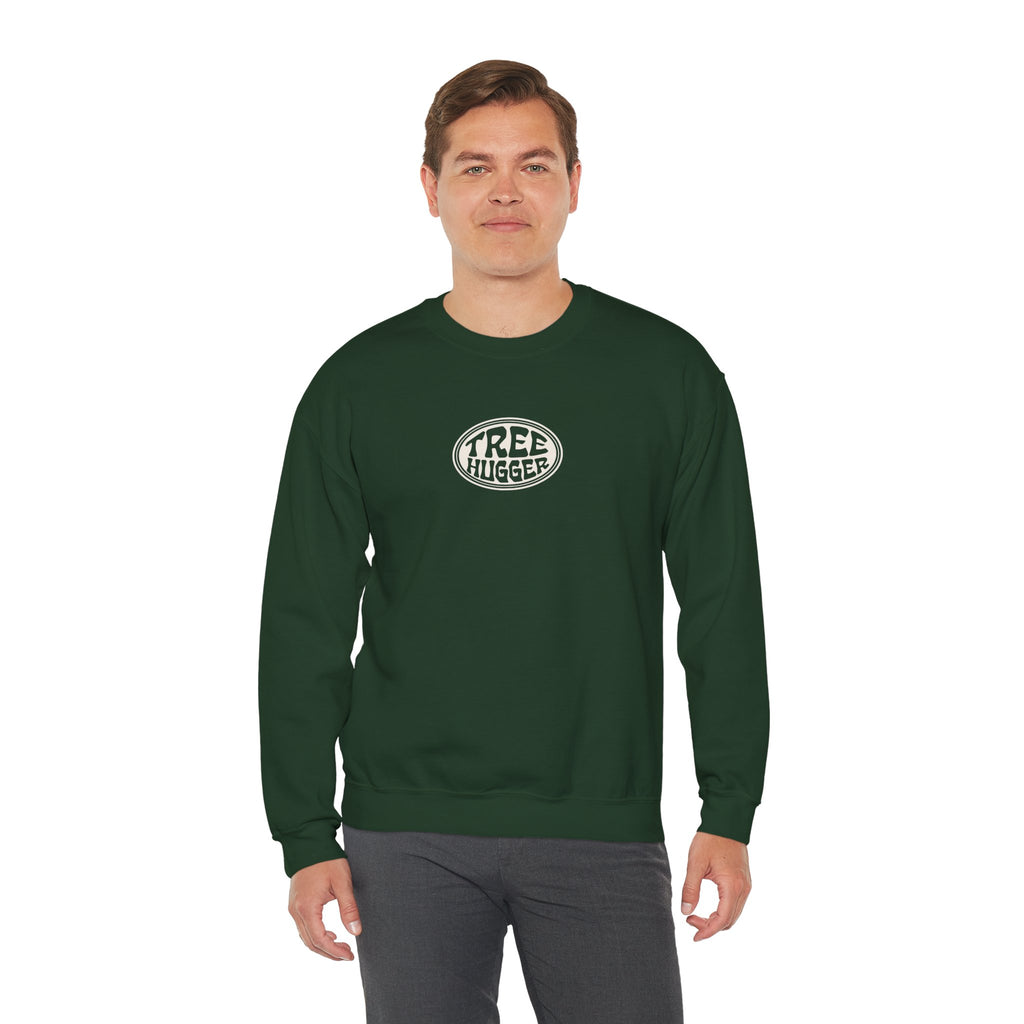 Tree Hugger Crewneck Sweatshirt — Eco-Friendly Nature Lover Pullover