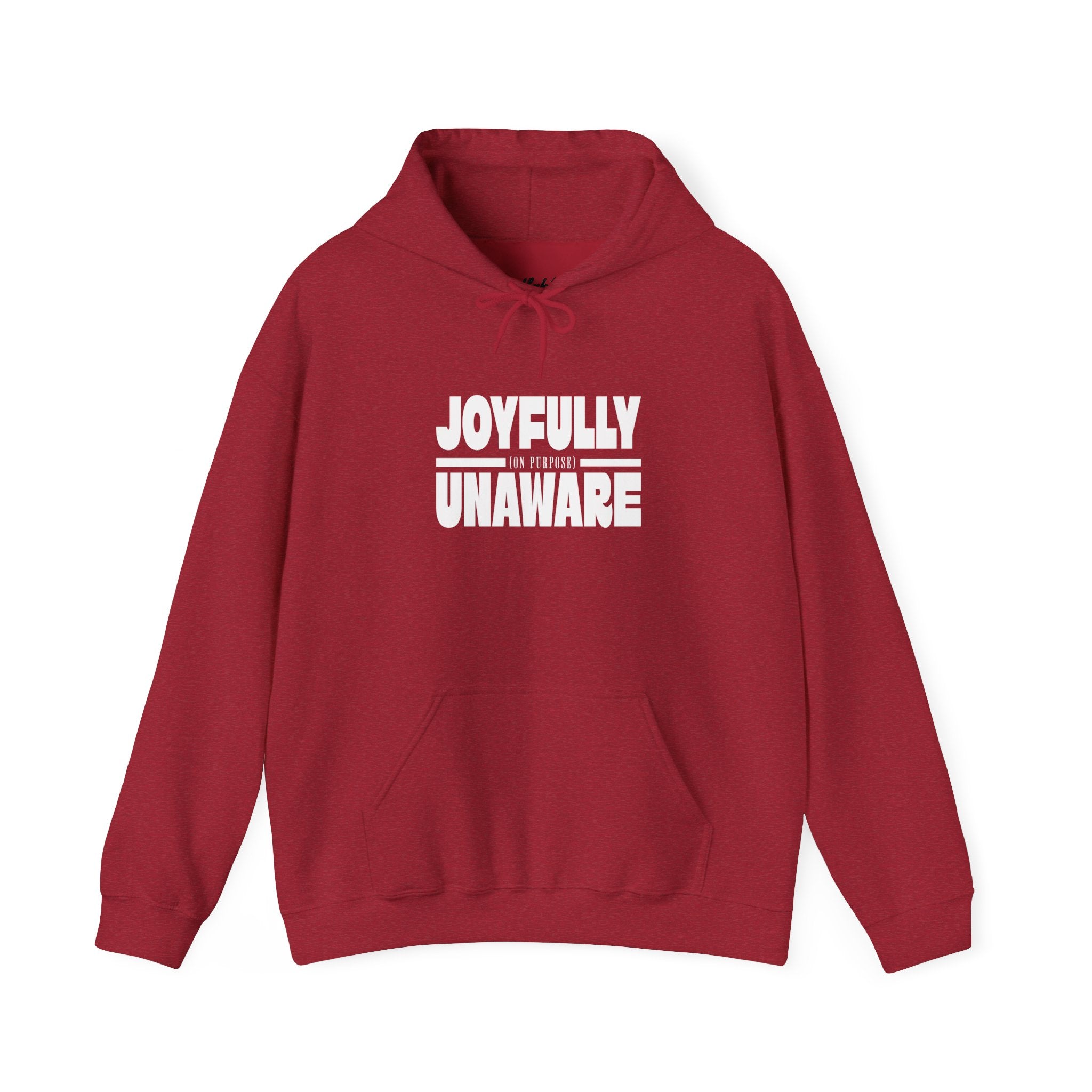 Joyfully Unaware (on purpose) Midweight Hoodie | Funny, typography, cozy hoodie