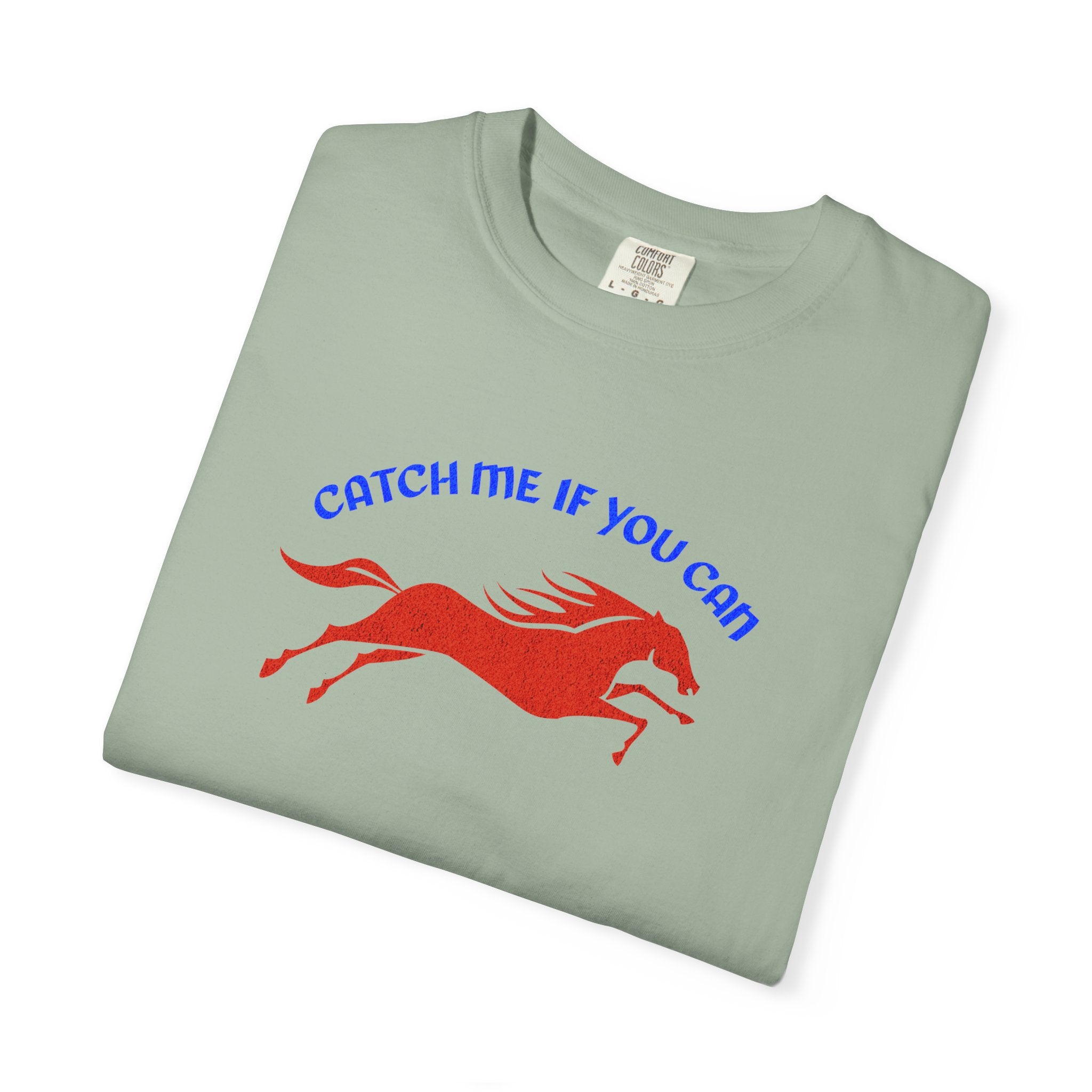 Catch Me If You Can T-shirt | Minimal Graphic Running Red Horse Tee