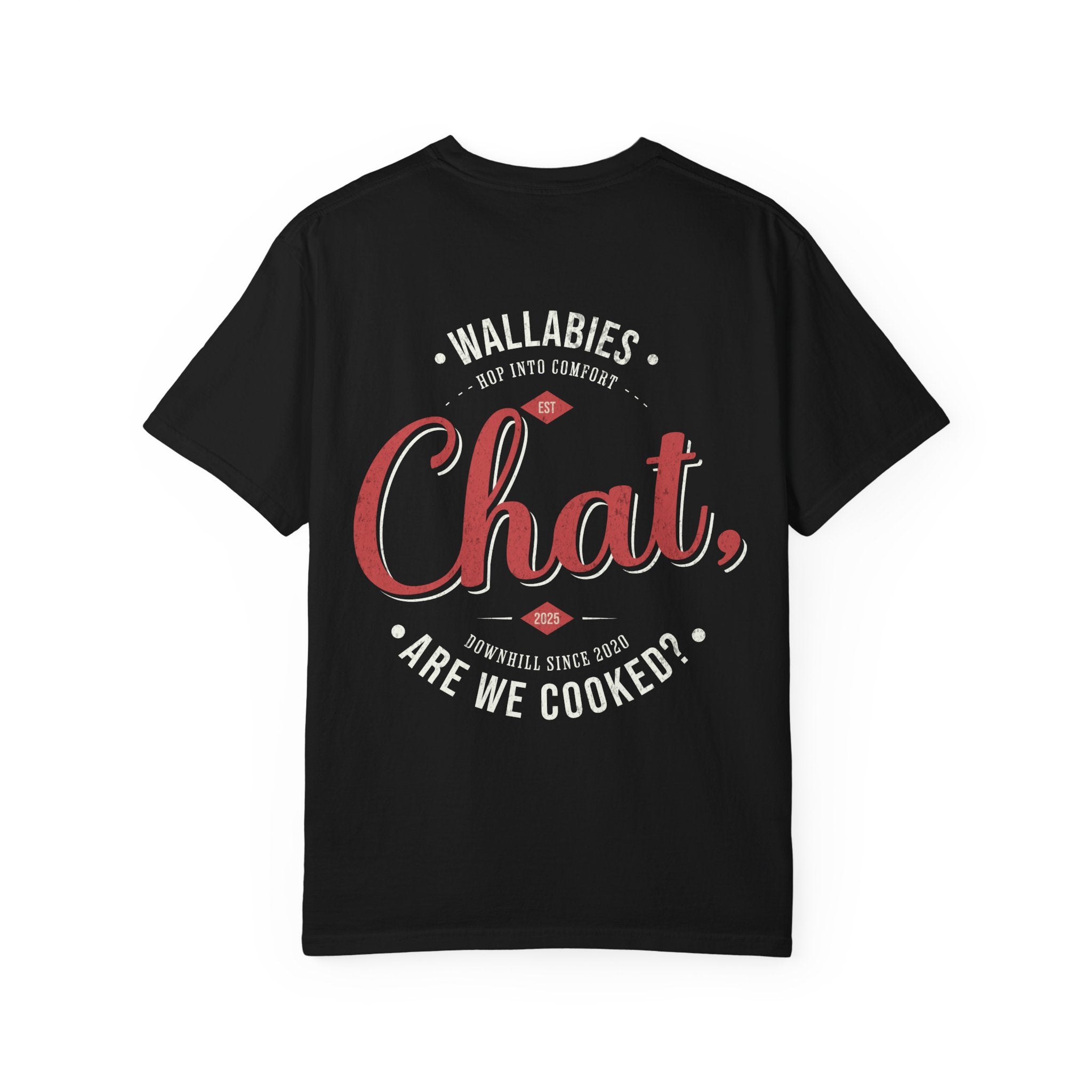 "Chat, Are We Cooked?" Vintage Wallabies Design -- Unisex Garment-Dyed Comfort Colors