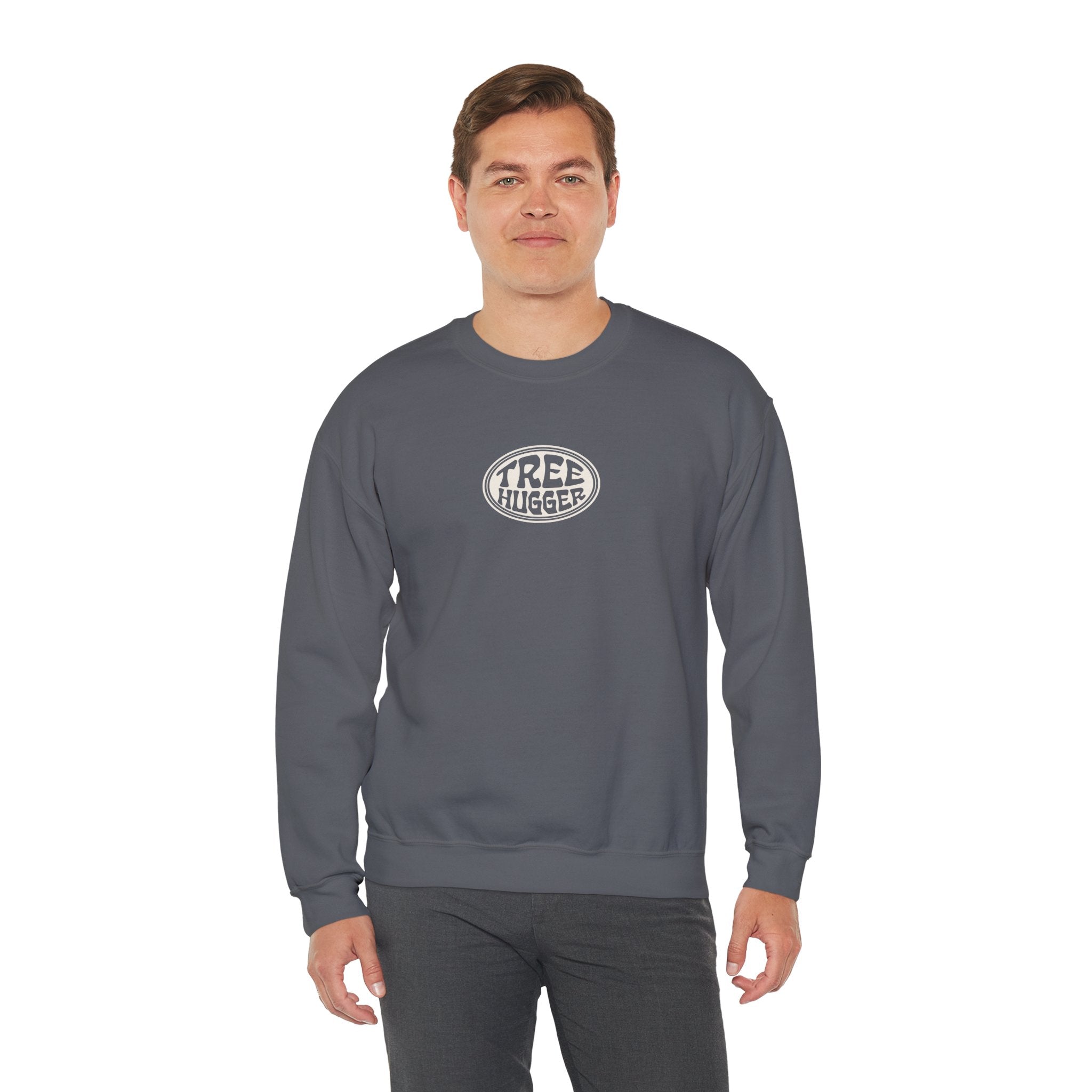 Tree Hugger Crewneck Sweatshirt — Eco-Friendly Nature Lover Pullover