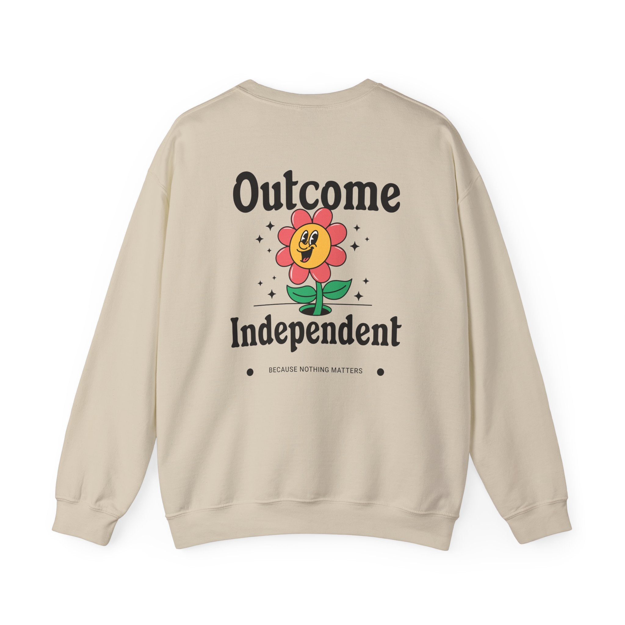 Outcome Independent Crewneck Sweatshirt — Retro Smiling Flower Graphic