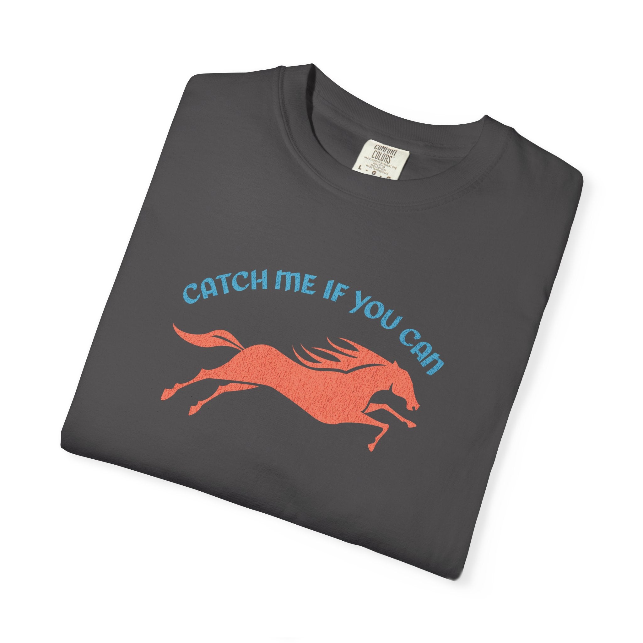 Catch Me If You Can T-shirt | Minimal Graphic Running Red Horse Tee