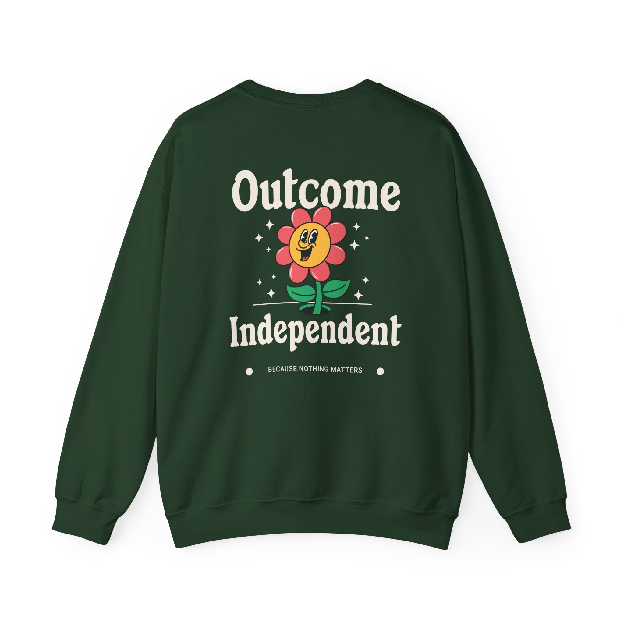 Outcome Independent Crewneck Sweatshirt — Retro Smiling Flower Graphic
