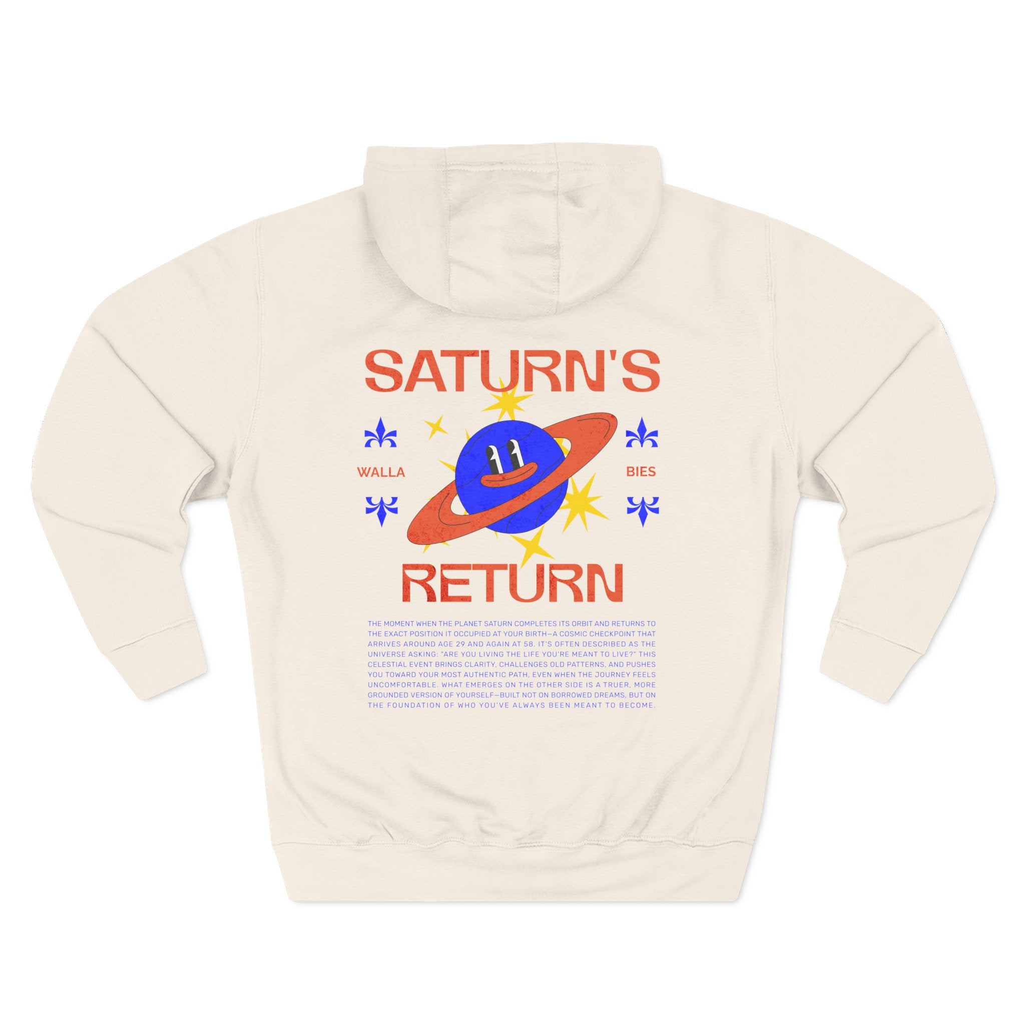 Saturn's Return Premium 3-Panel Fleece Hoodie — Retro Space Graphic Fleece Pullover