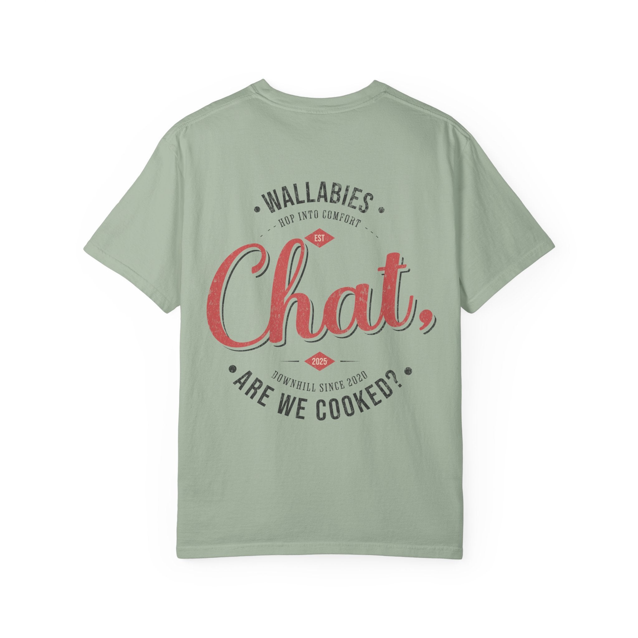 "Chat, Are We Cooked?" Vintage Wallabies Design -- Unisex Garment-Dyed Comfort Colors