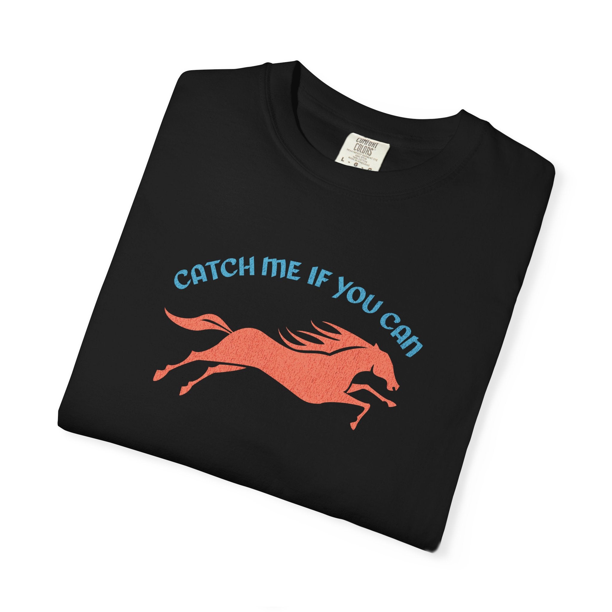 Catch Me If You Can T-shirt | Minimal Graphic Running Red Horse Tee