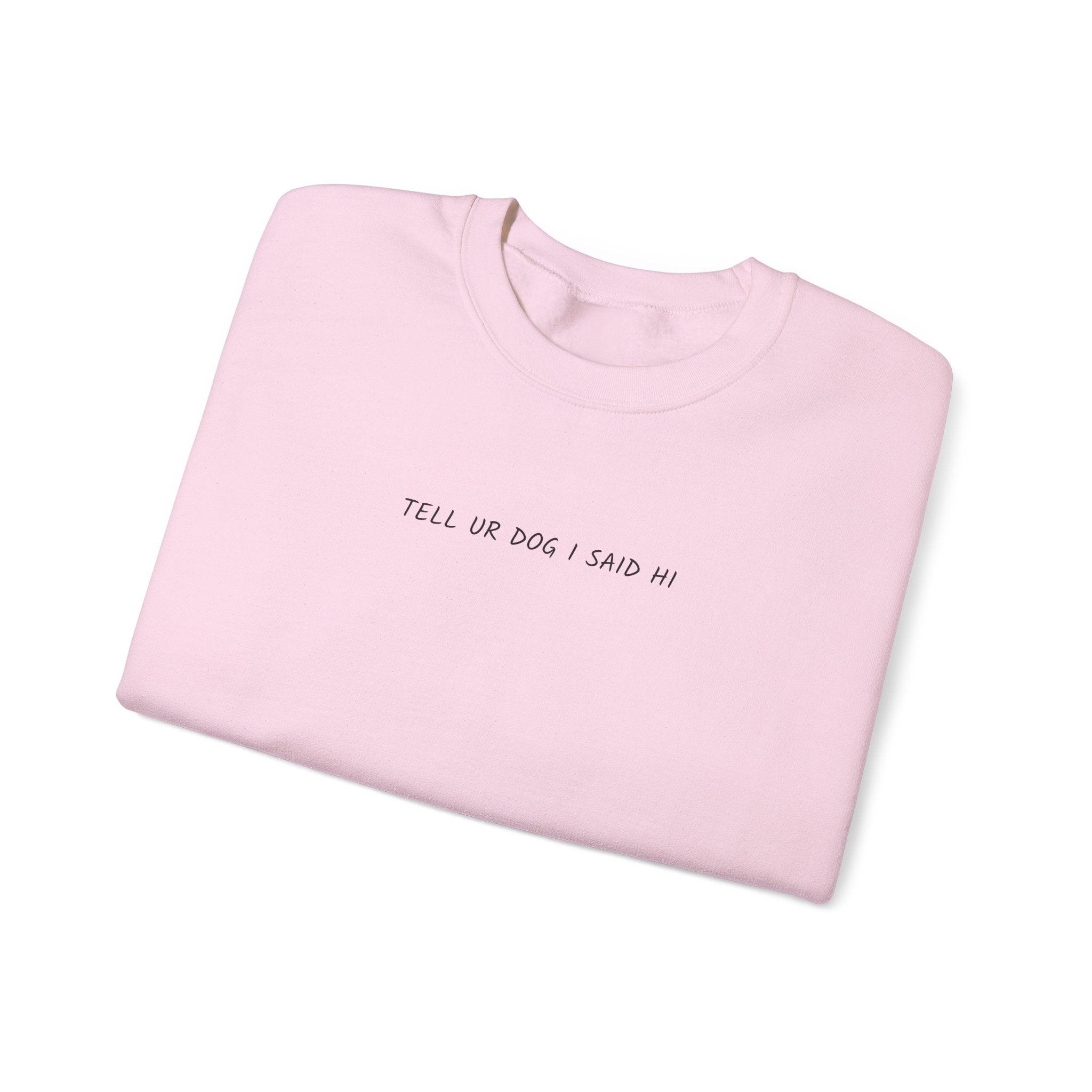 Crewneck Sweatshirt - "Tell Ur Dog I Said Hi" Minimalist Graphic Pullover