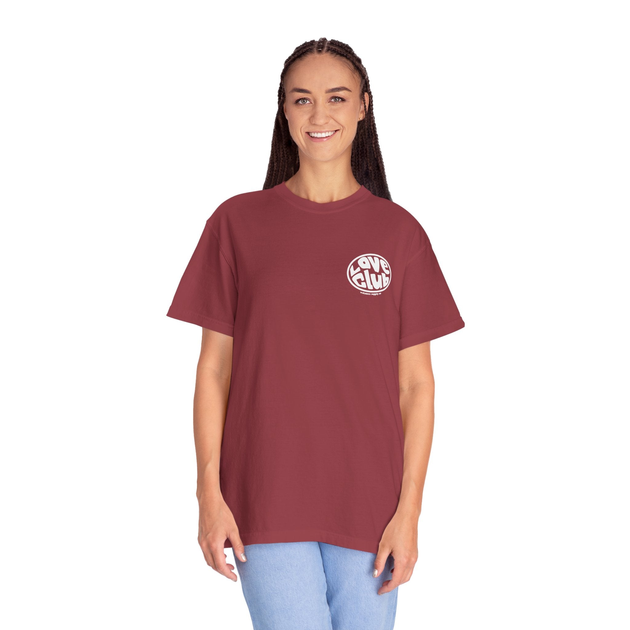Love Club Graphic T-Shirt — Retro Chest Logo Garment-Dyed Tee