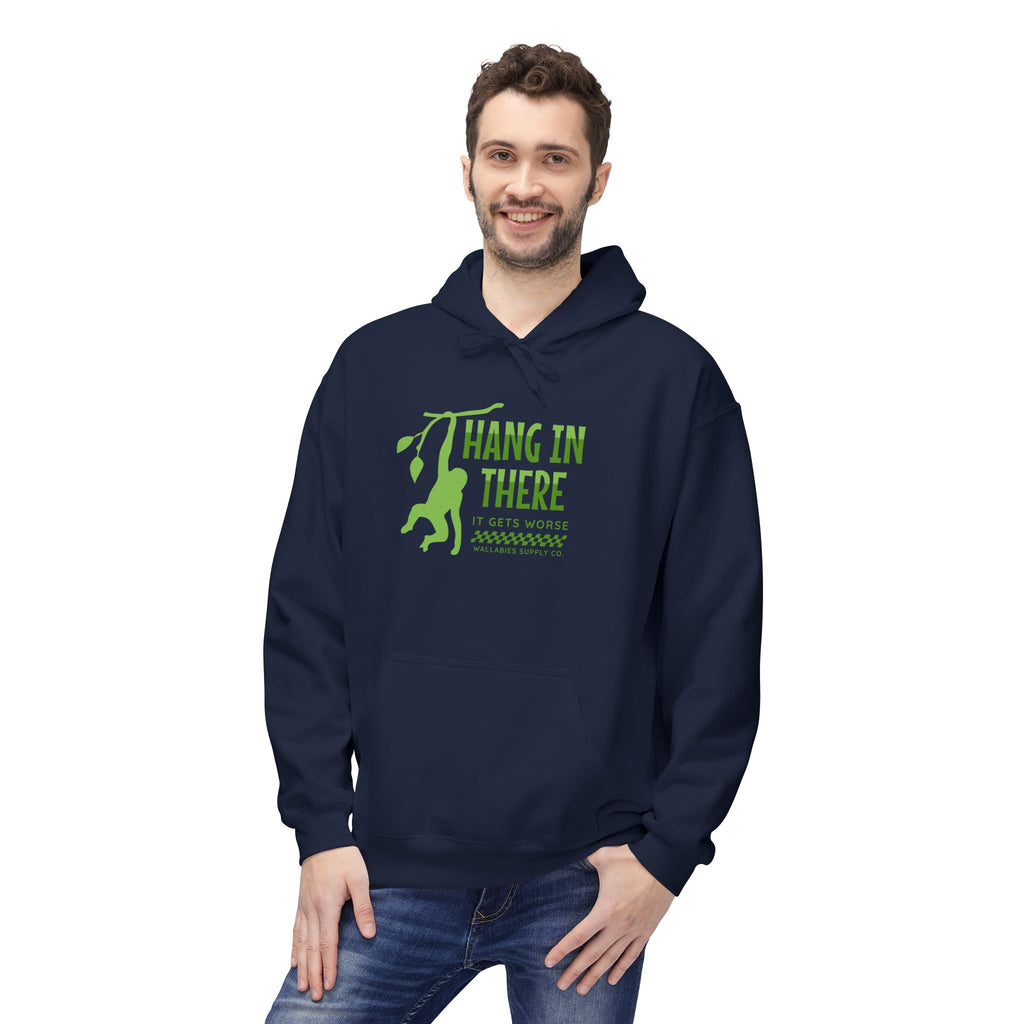 Hang In There Hoodie — Motivational Monkey Graphic Pullover
