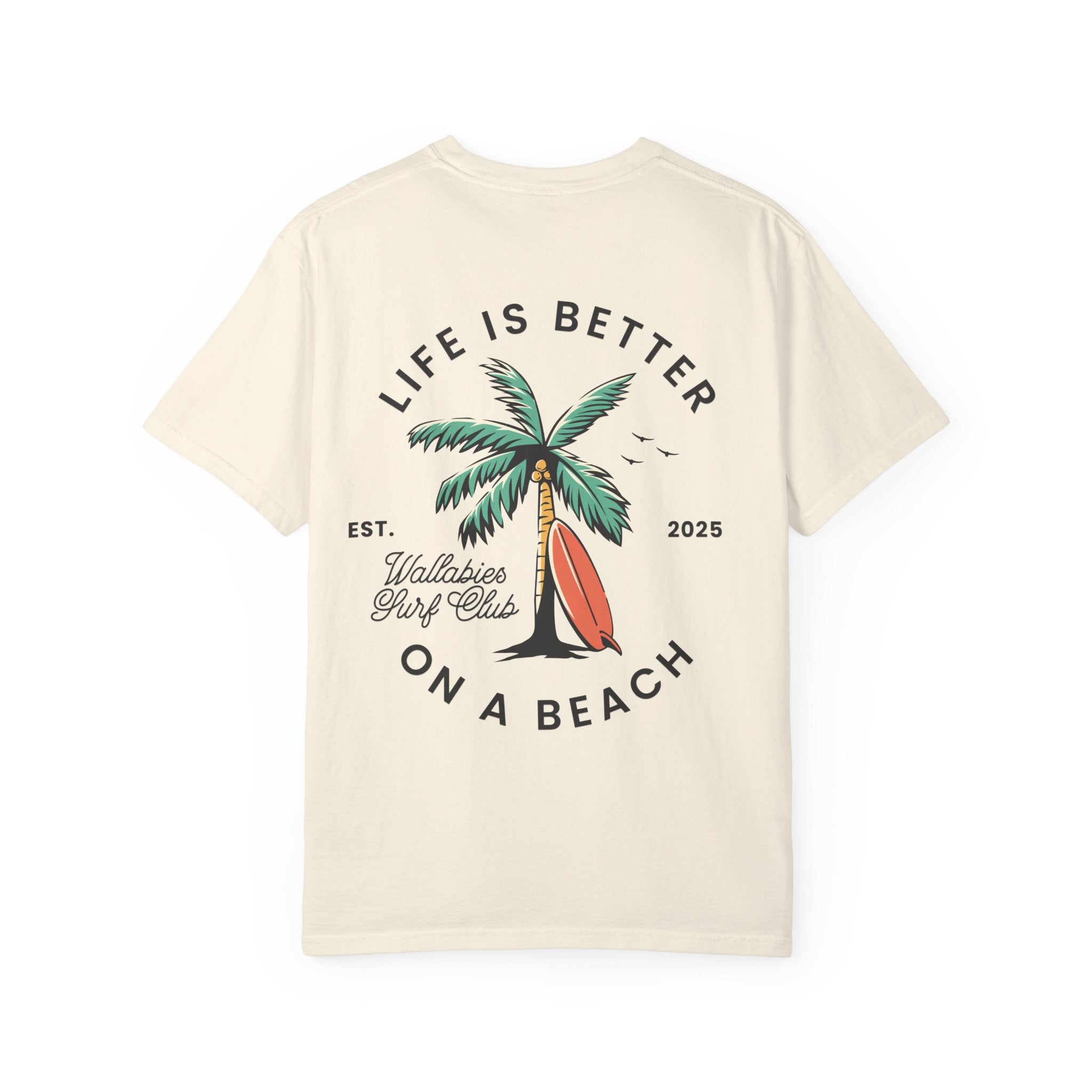 Comfort Colors - Vintage Beach T-Shirt — "Life Is Better On A Beach" Palm Tree Surf Graphic
