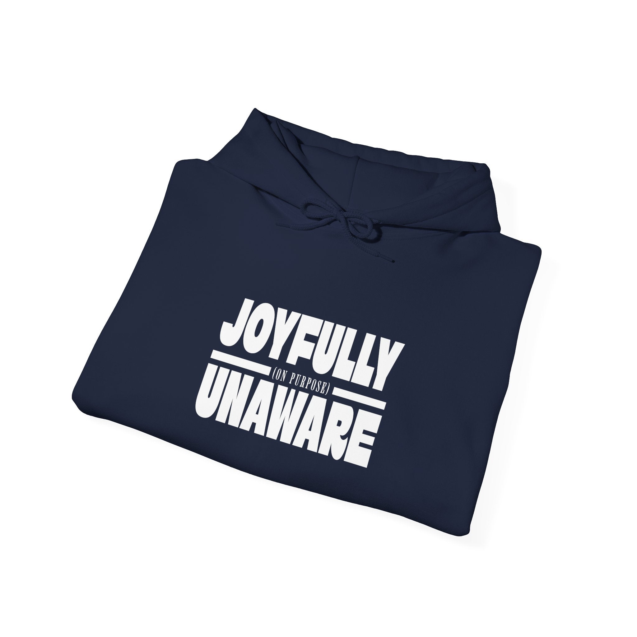Joyfully Unaware (on purpose) Midweight Hoodie | Funny, typography, cozy hoodie