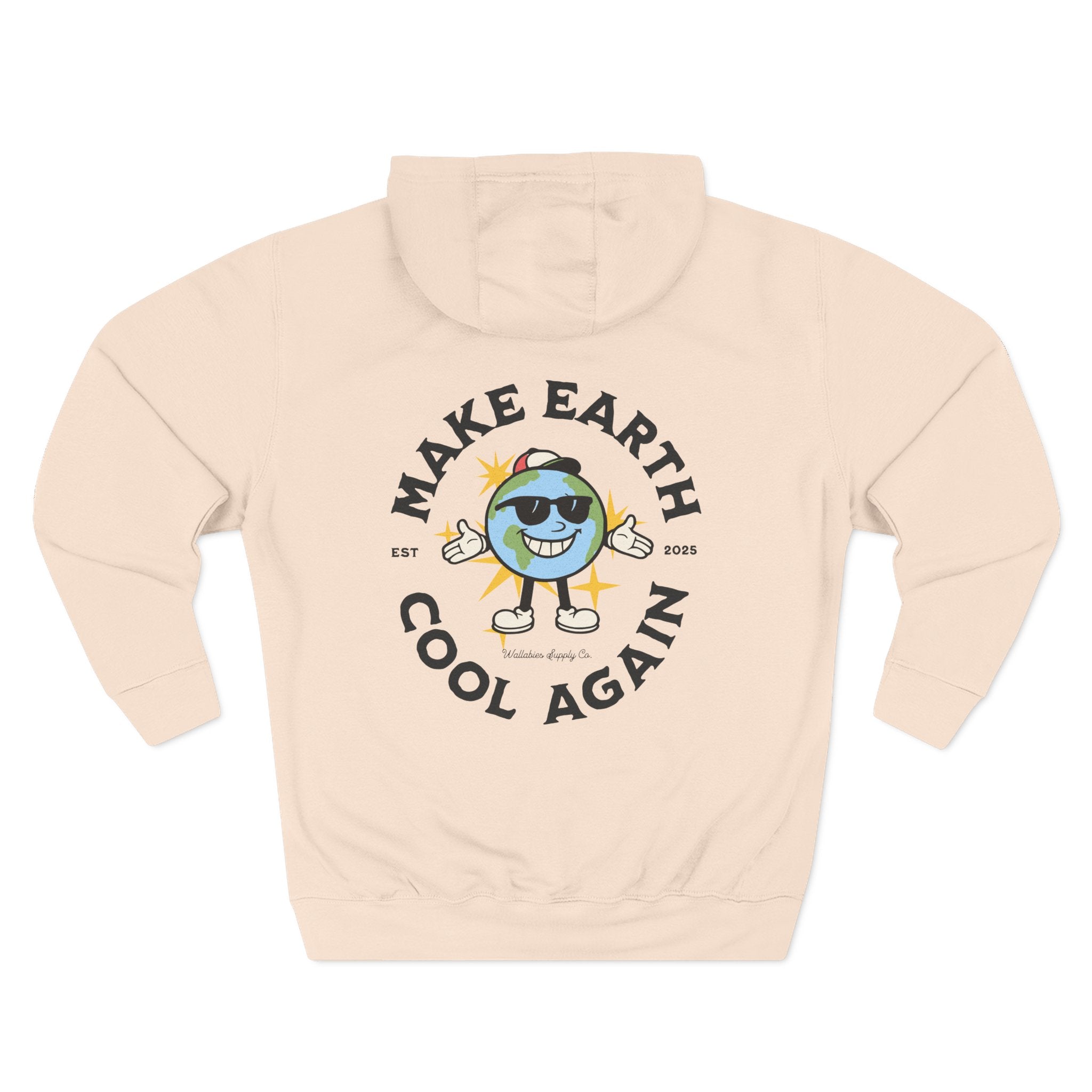 Make Earth Cool Again Premium 3-Panel Hoodie — Eco-Friendly Graphic Fleece Hoodie