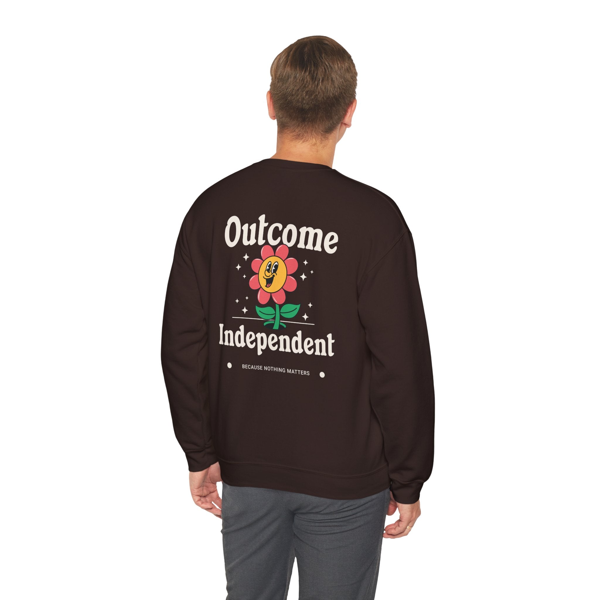 Outcome Independent Crewneck Sweatshirt — Retro Smiling Flower Graphic