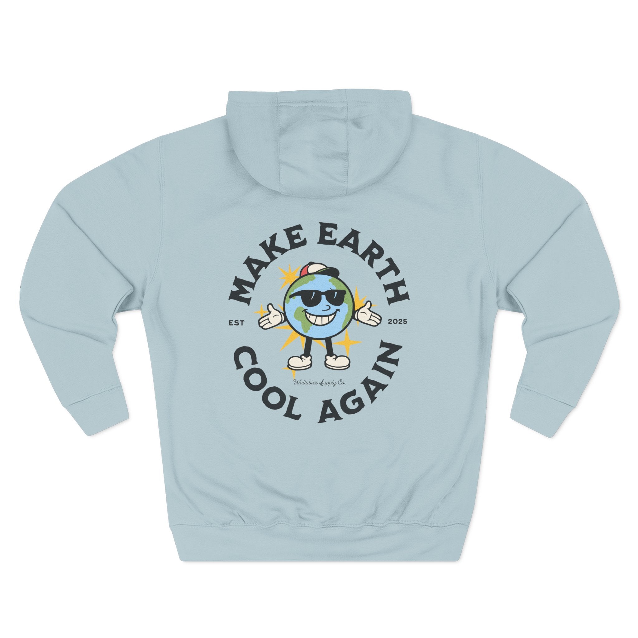 Make Earth Cool Again Premium 3-Panel Hoodie — Eco-Friendly Graphic Fleece Hoodie