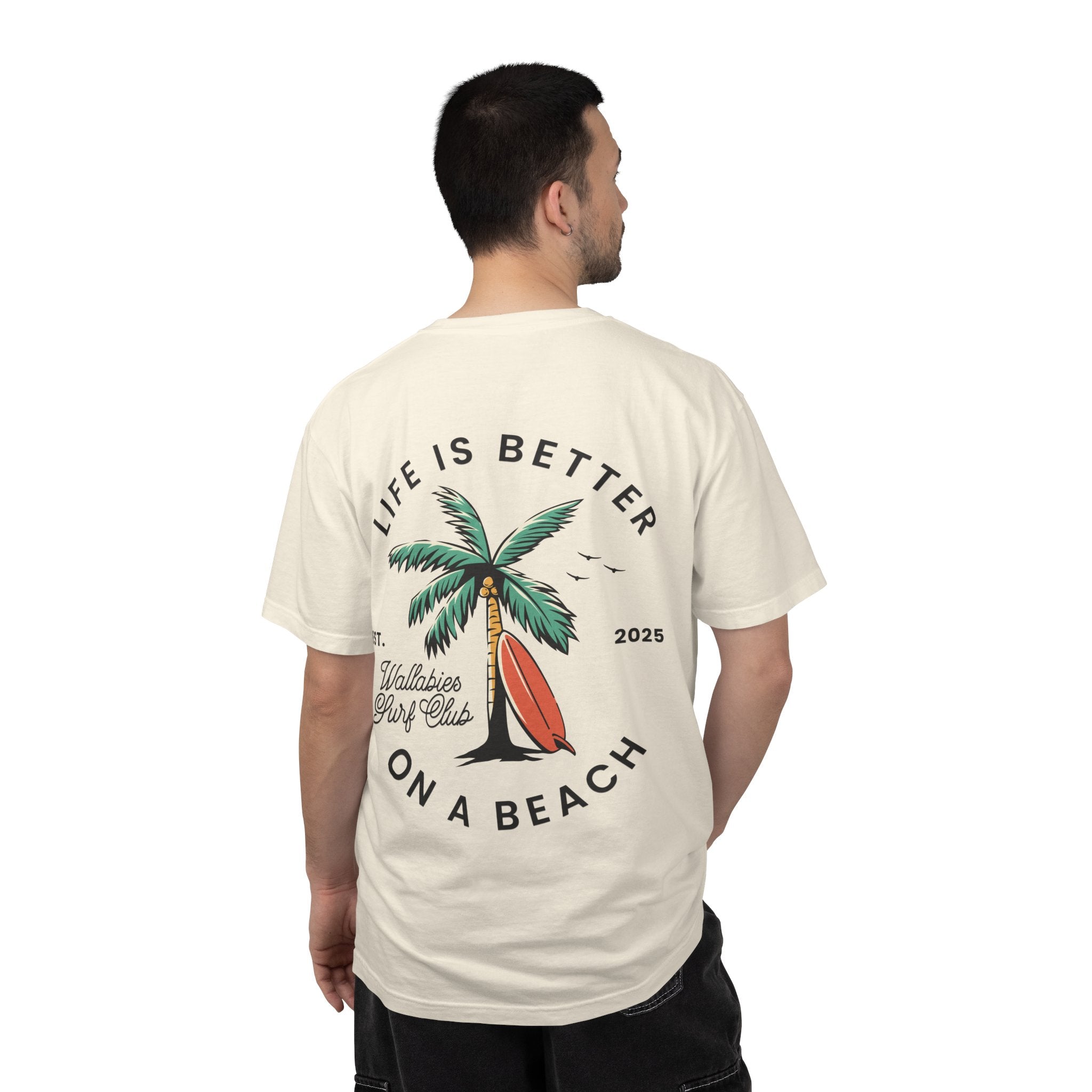 Comfort Colors - Vintage Beach T-Shirt — "Life Is Better On A Beach" Palm Tree Surf Graphic